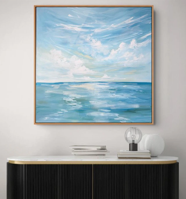 Irina Morisch - Let's slow down- square seascape on linen-