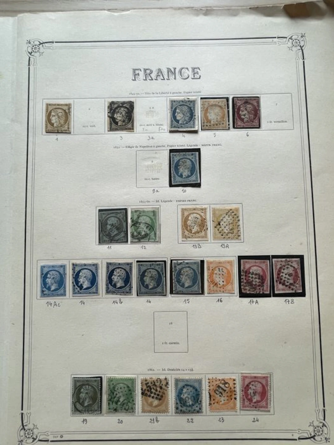France 1849/1862 - collection de timbres classiques - Yvert n°1 à 24