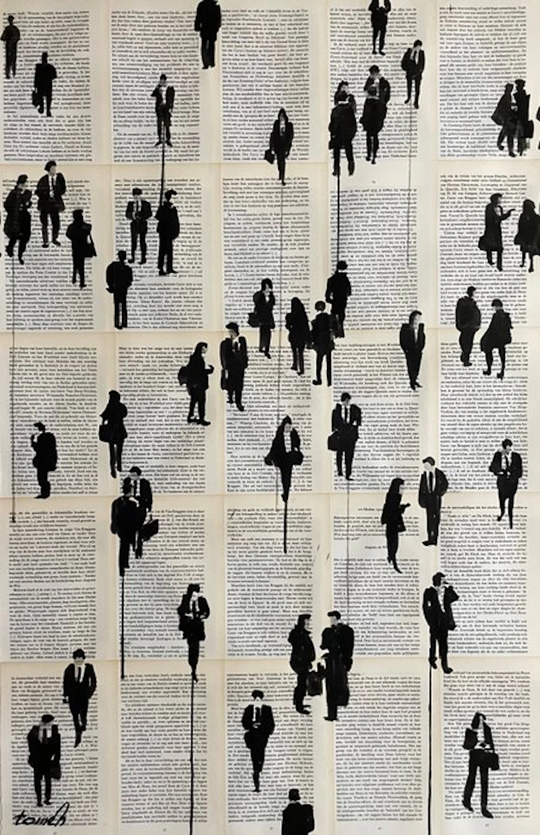 TOMEH 1988 - “Others” – Original Painting – Ink Drawing on Vintage Book Pages .