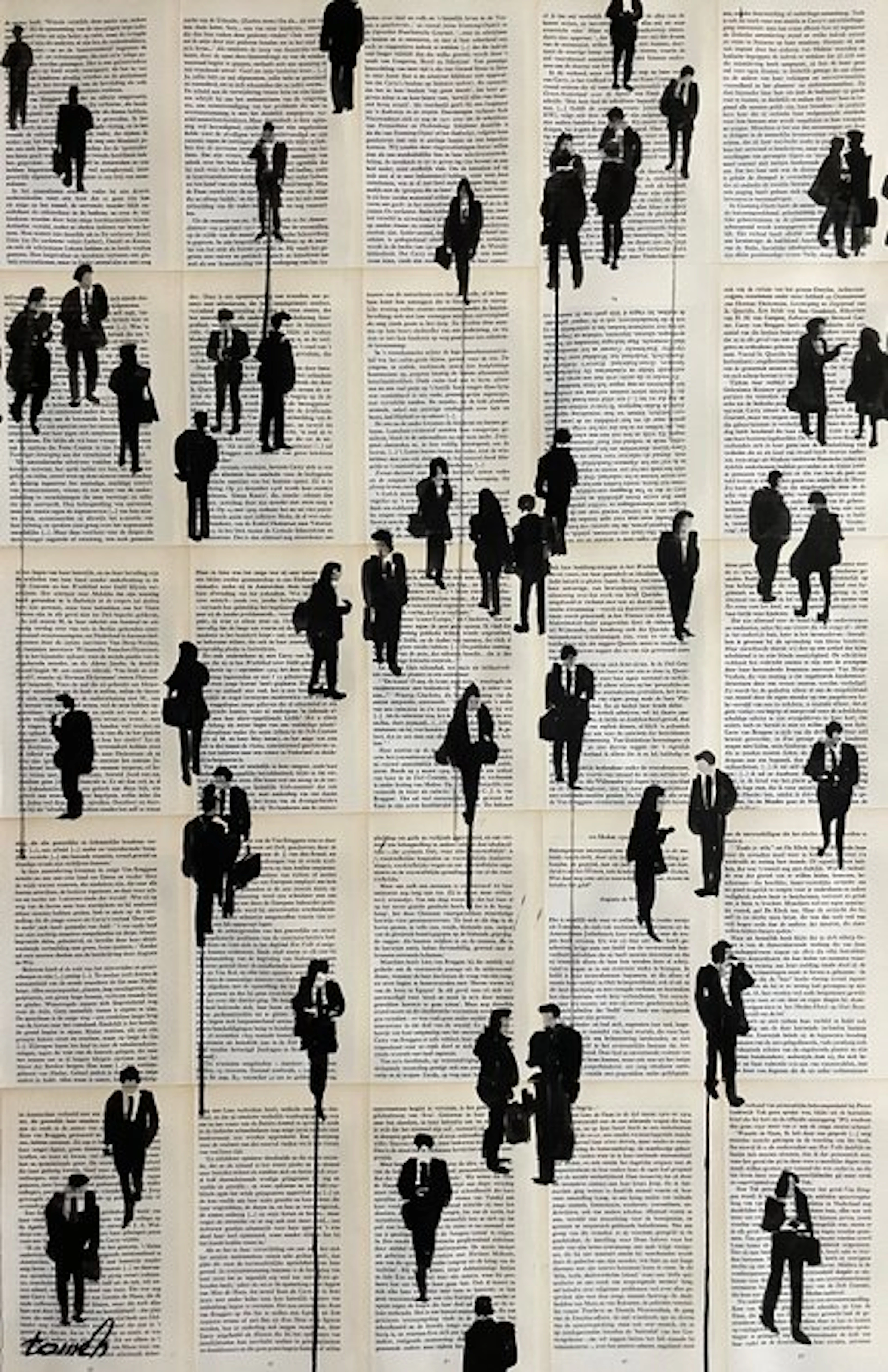 TOMEH 1988 - “Others” – Original Painting – Ink Drawing on Vintage Book Pages .