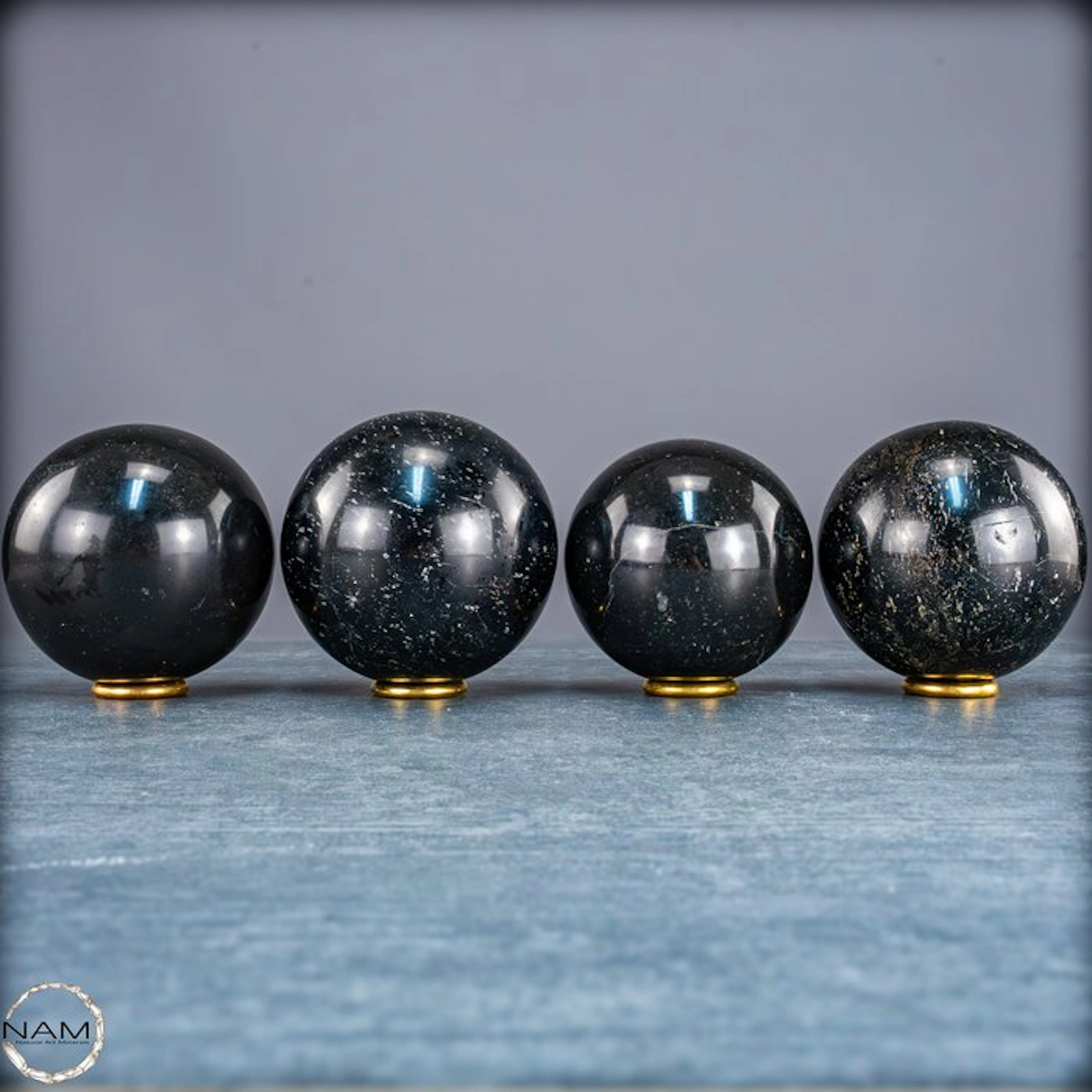 Natural Black Tourmaline Sphere Set – Hand-polished...
