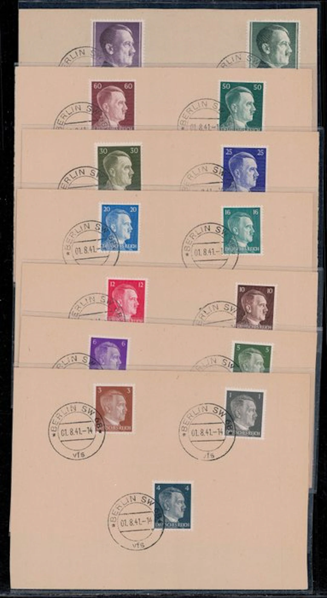 German Empire - Hitler postage stamps on 7 presentation...