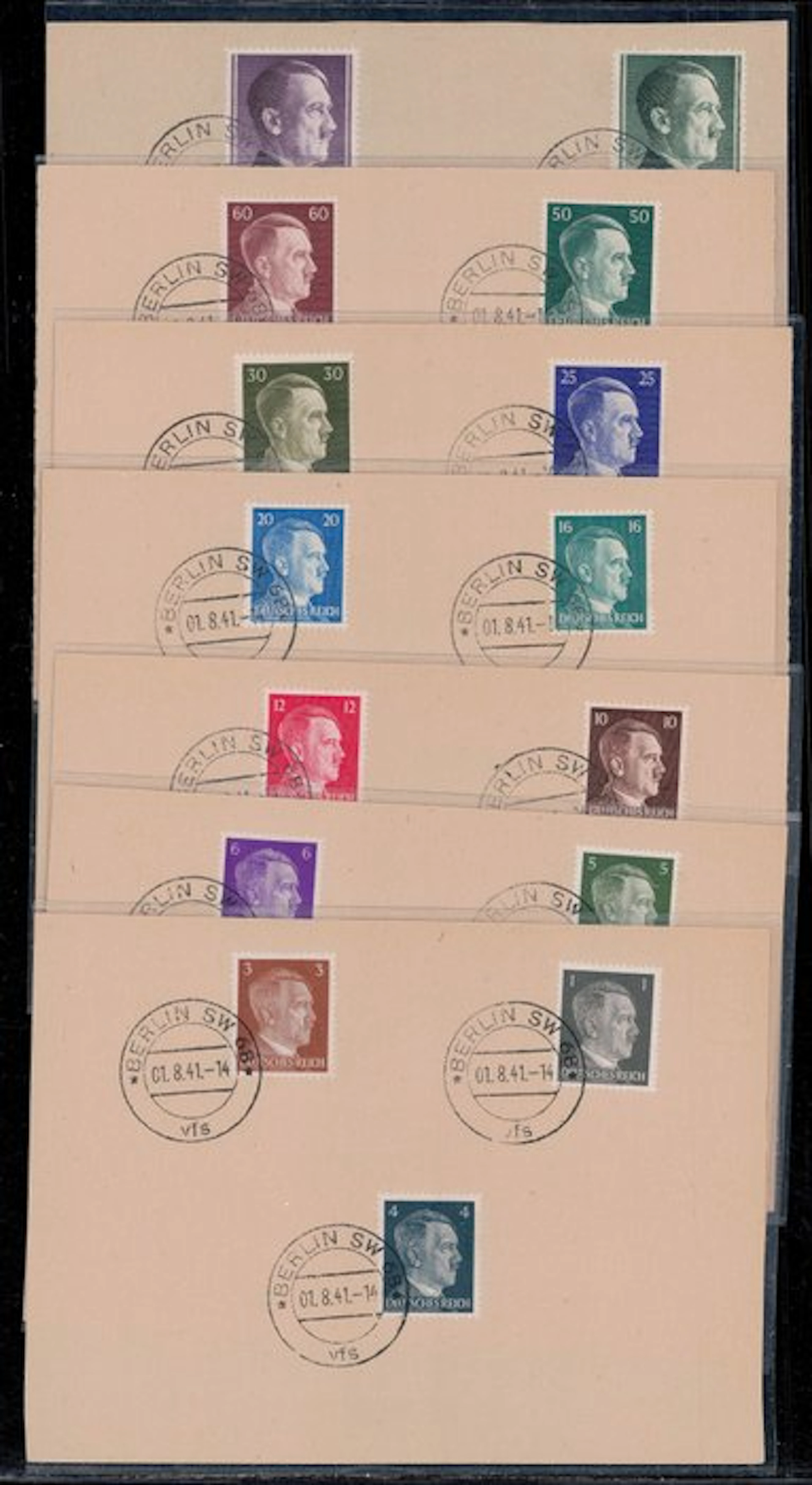 German Empire - Hitler postage stamps on 7 presentation...