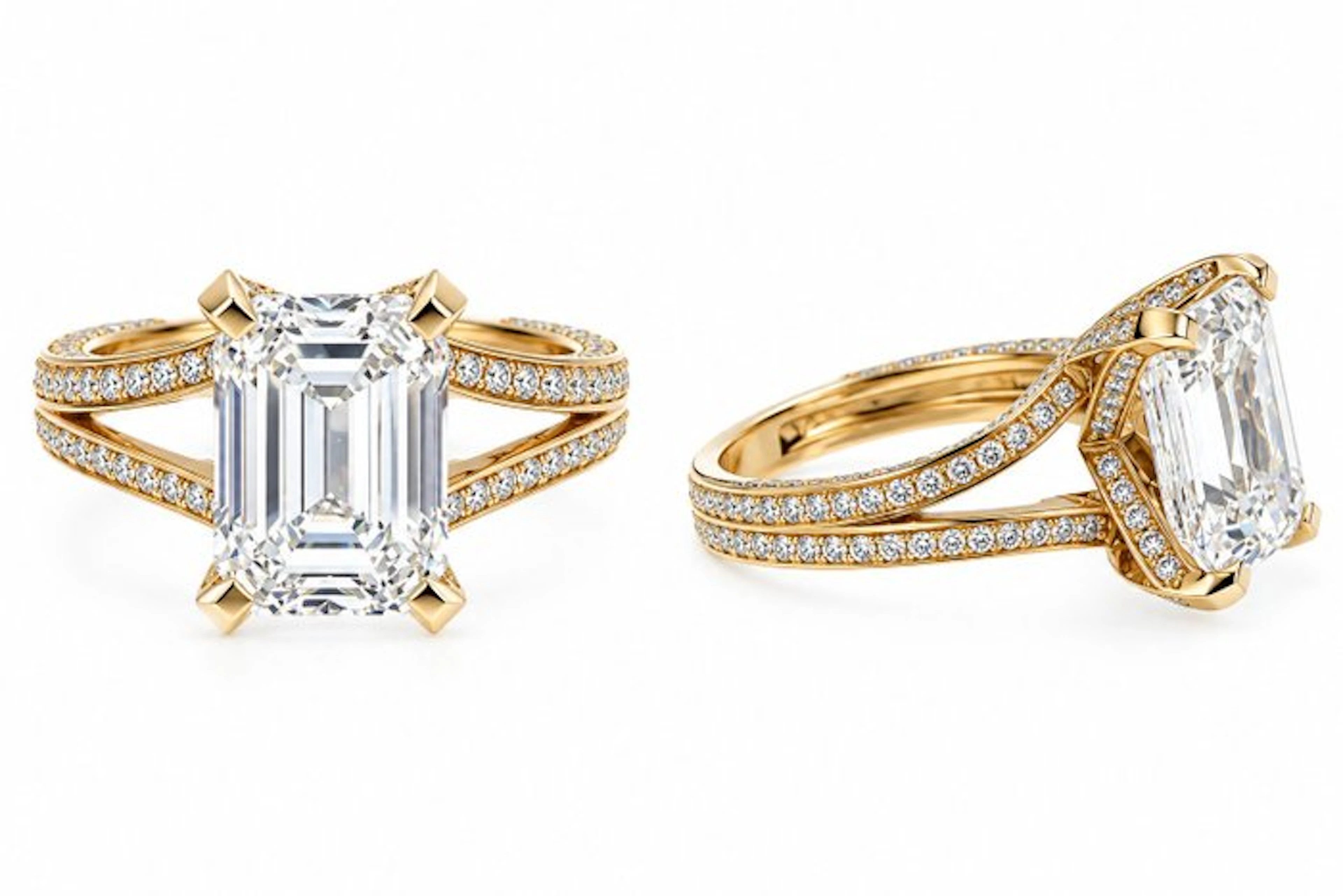 Ring - 18 kt. Yellow gold - 6.07ct. tw. Diamond (Lab-grown) - Diamond