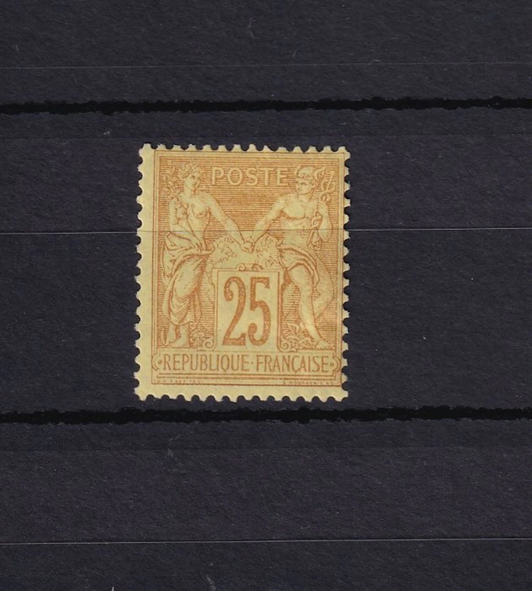 France 1879 - Estimate 600€, Sage 25cts yellow on yellow-bistre - Yvert n°92a