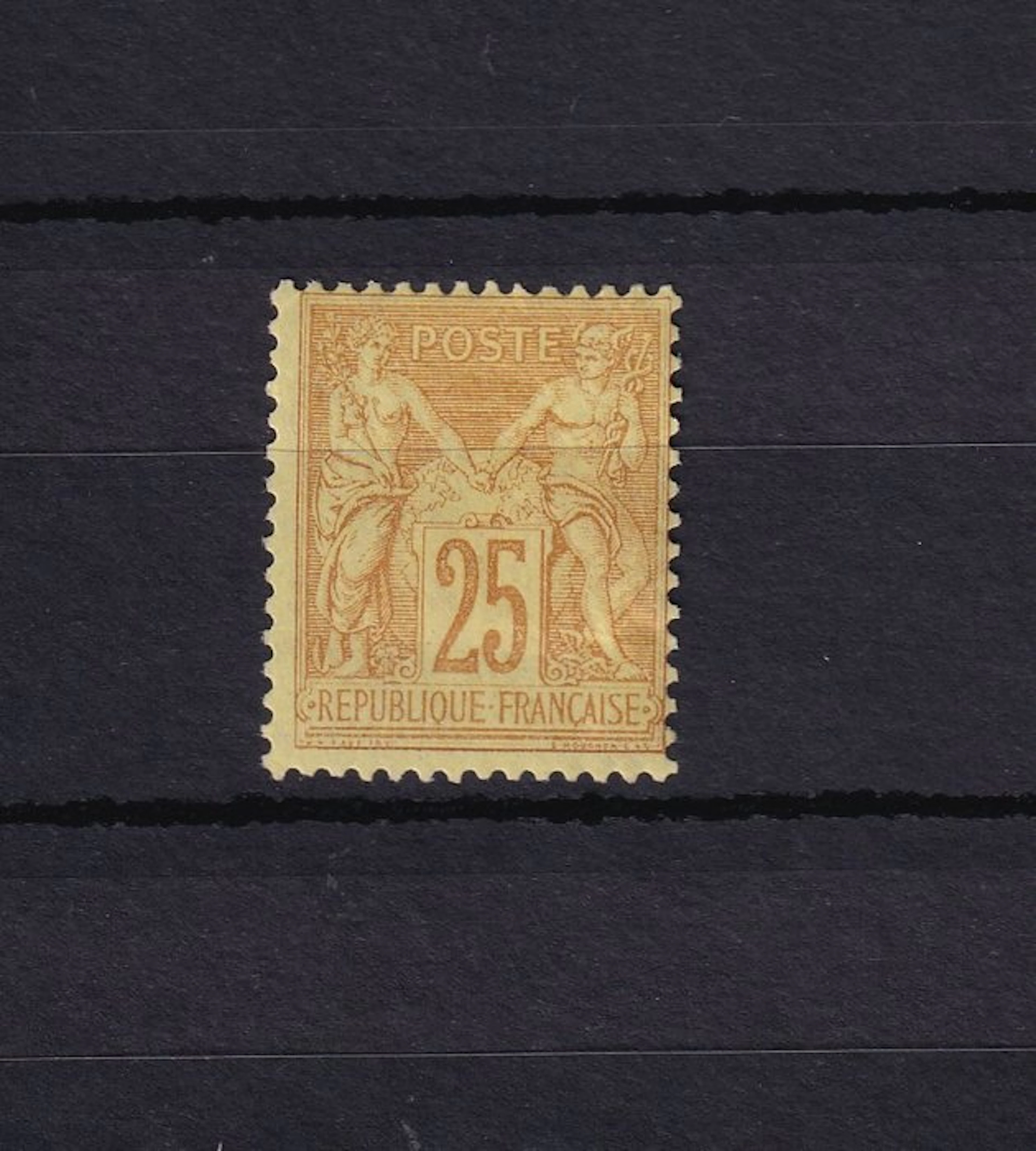 France 1879 - Estimate 600€, Sage 25cts yellow on yellow-bistre - Yvert n°92a