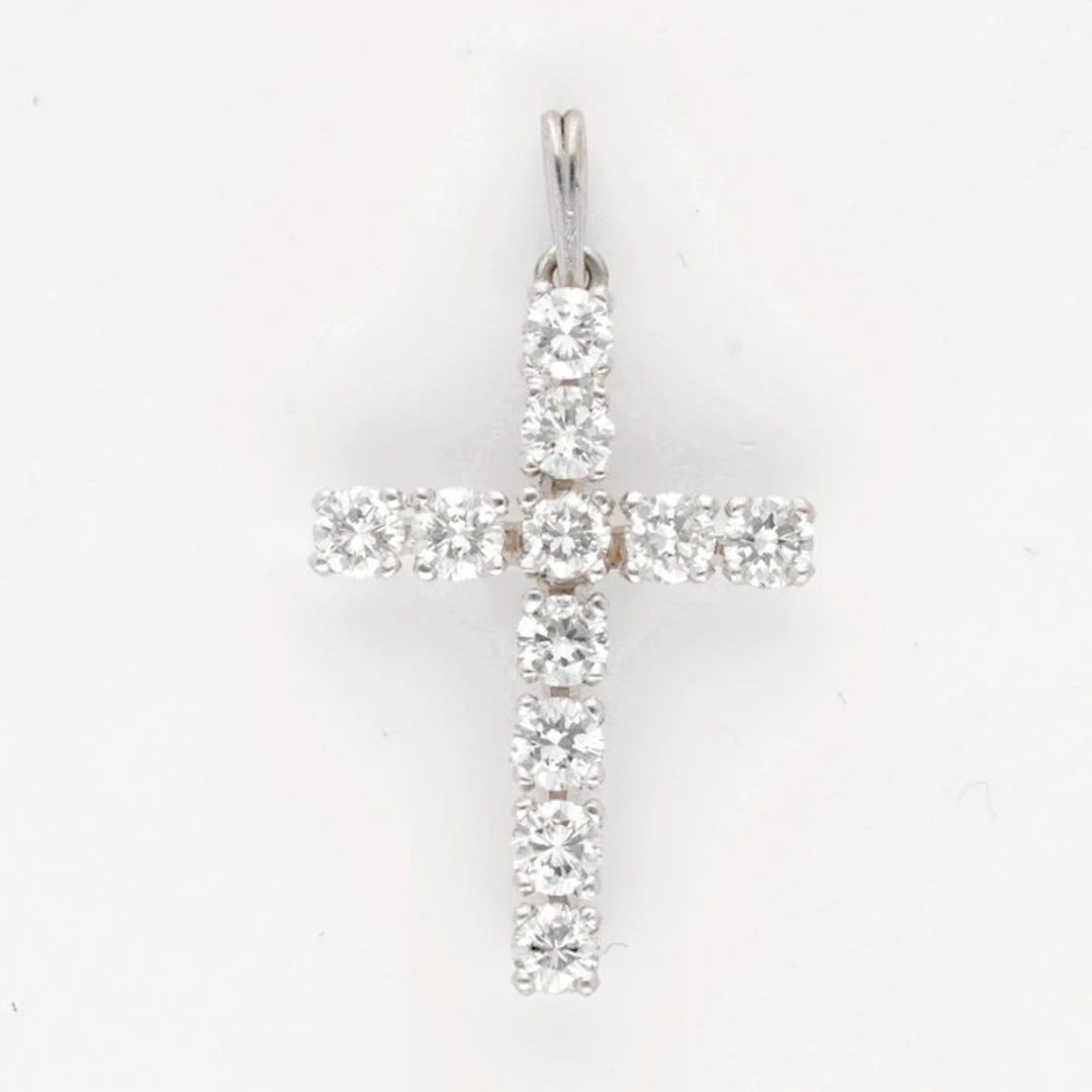 Pendant - 18 kt. White gold Diamond (Natural) - Kruis