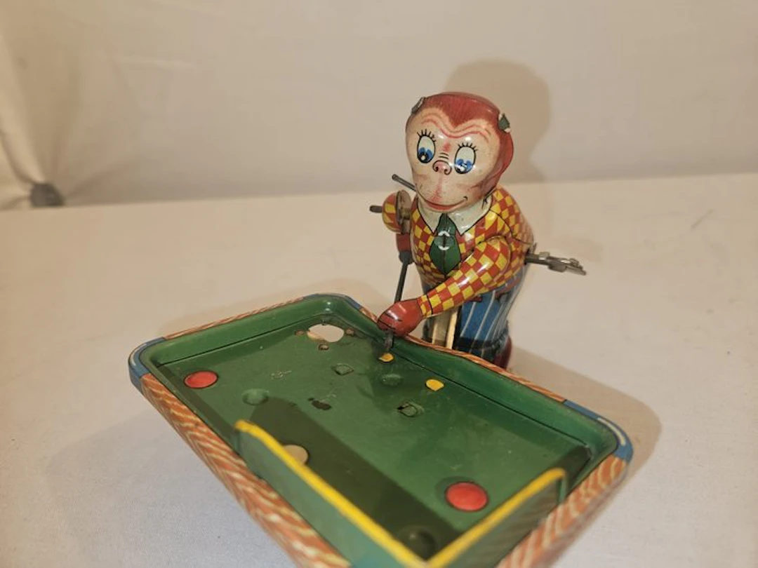 TPS - Toy Biljartspelende aap lucky monkey playing - 1950-1960 - Japan