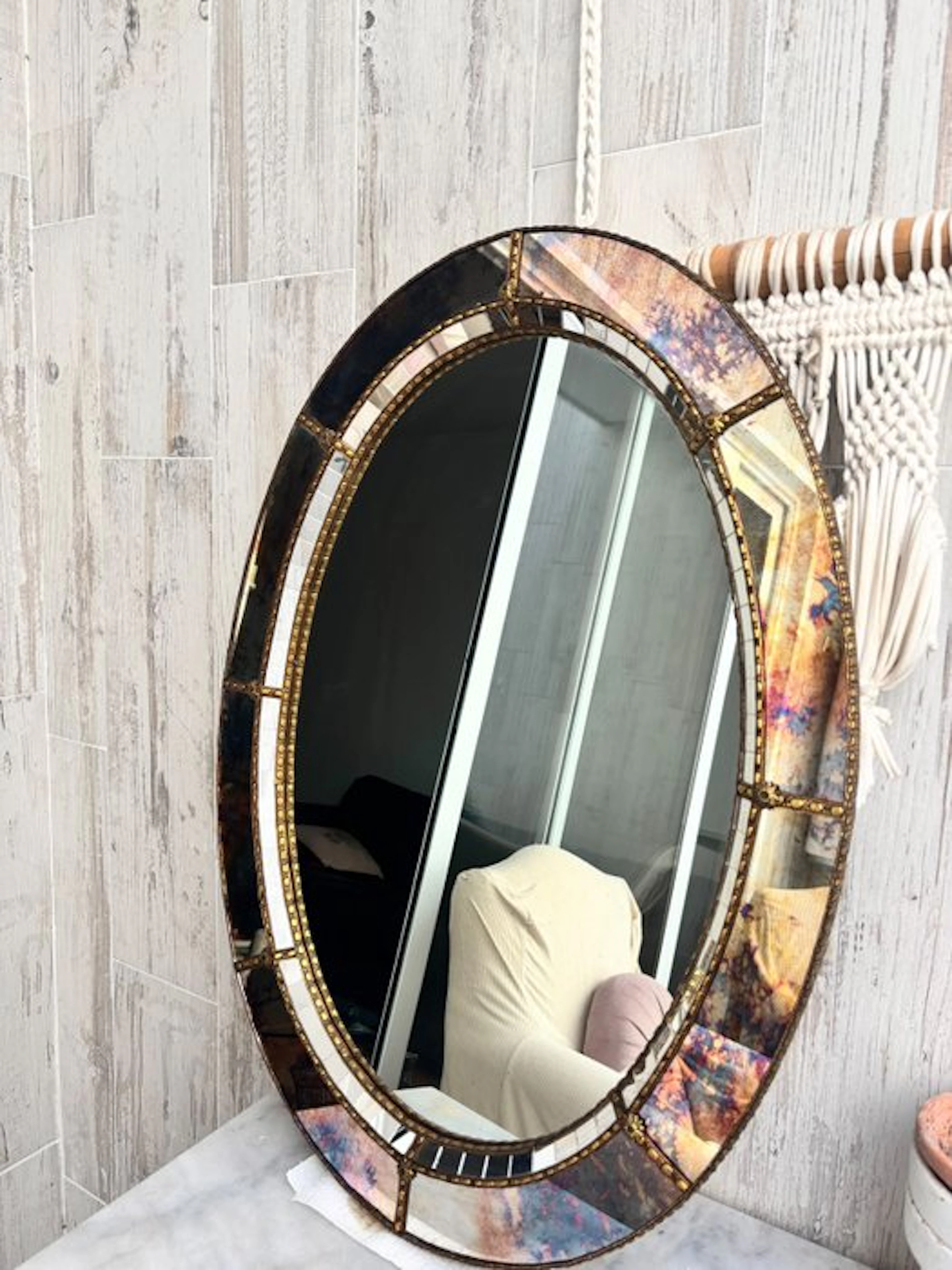 Wall mirror - Glass, Wood, Metal