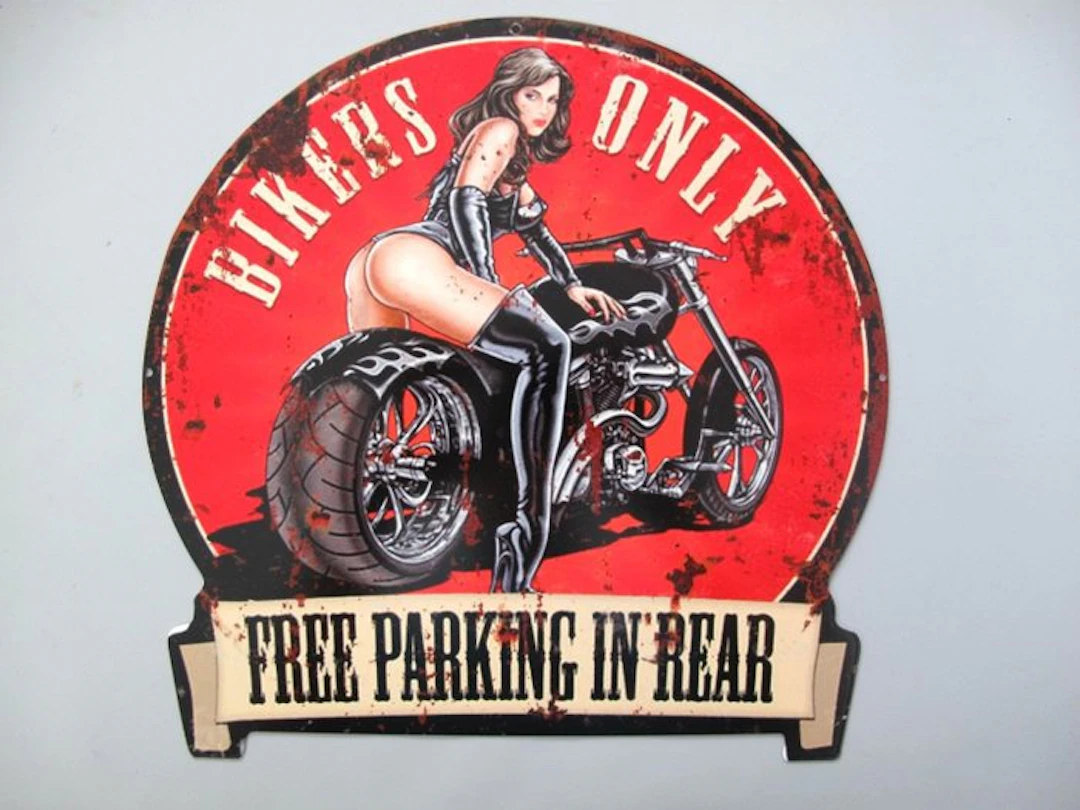 ***SEXY PIN UP on Motorcycle*** - Sign - Metal