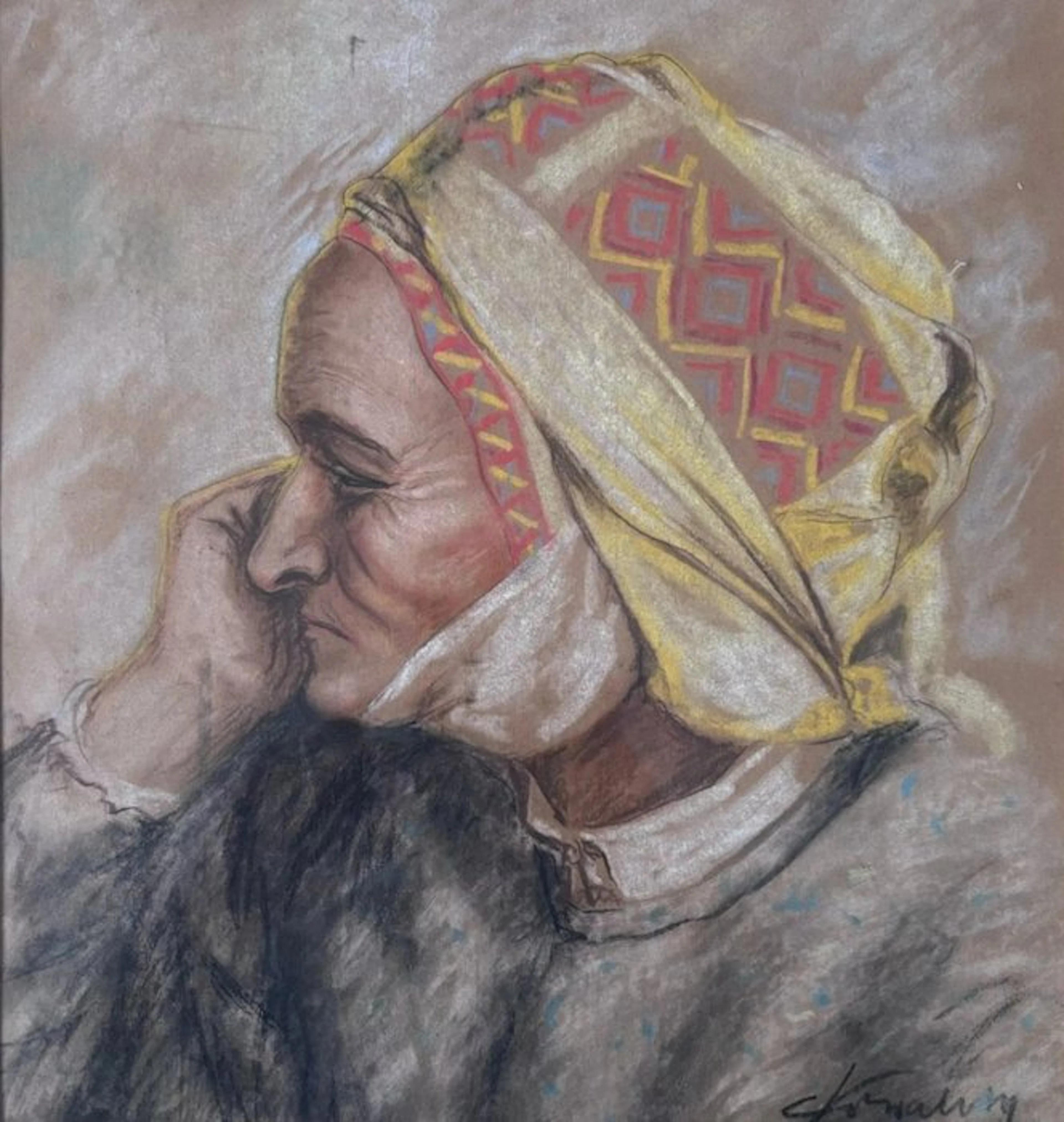 European school (XX) - Portrait einer alten Dame
