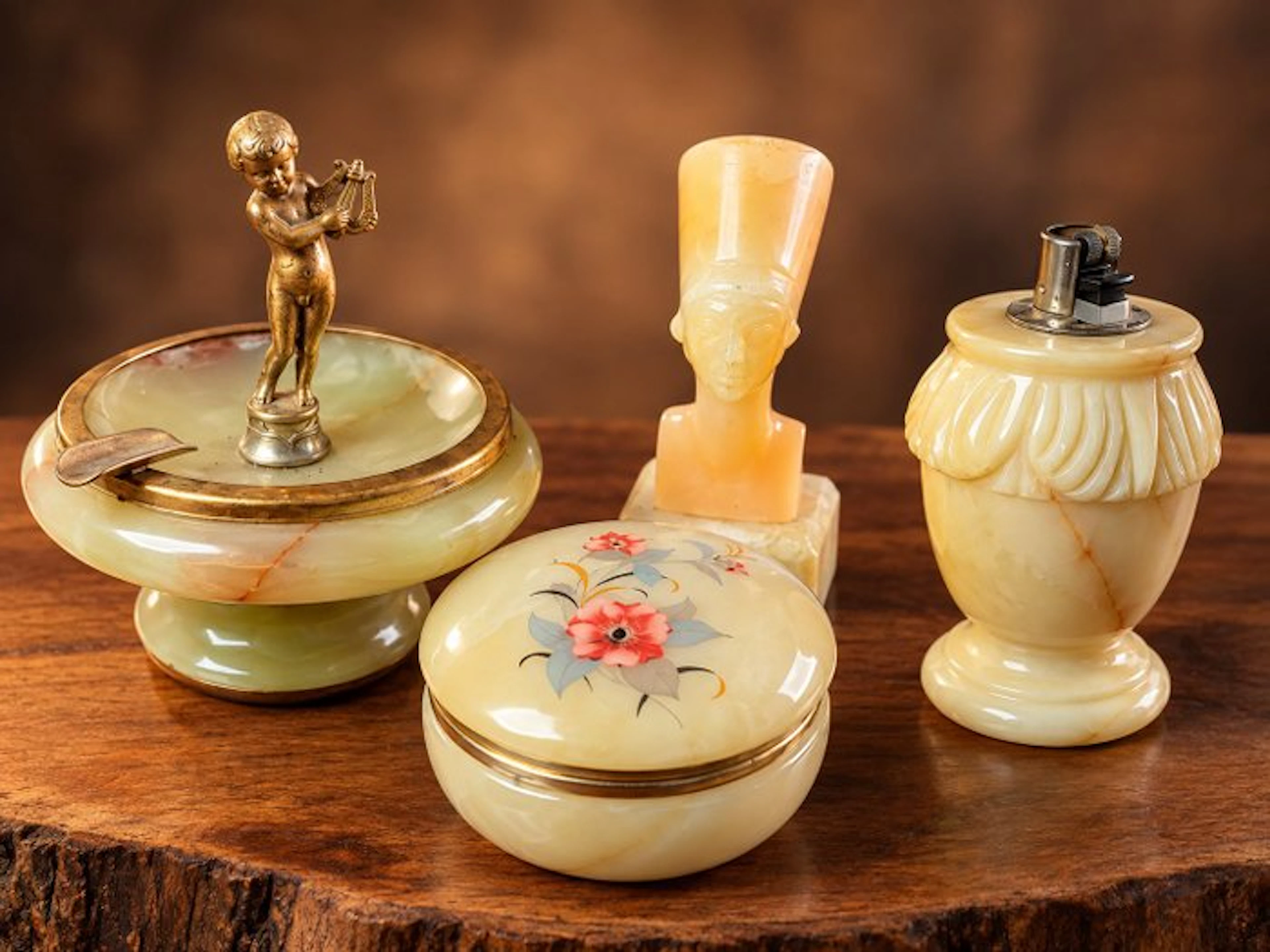 San Jose - Sculpture, Ensemble vintage - 11 cm - Alabaster, calcite onyx