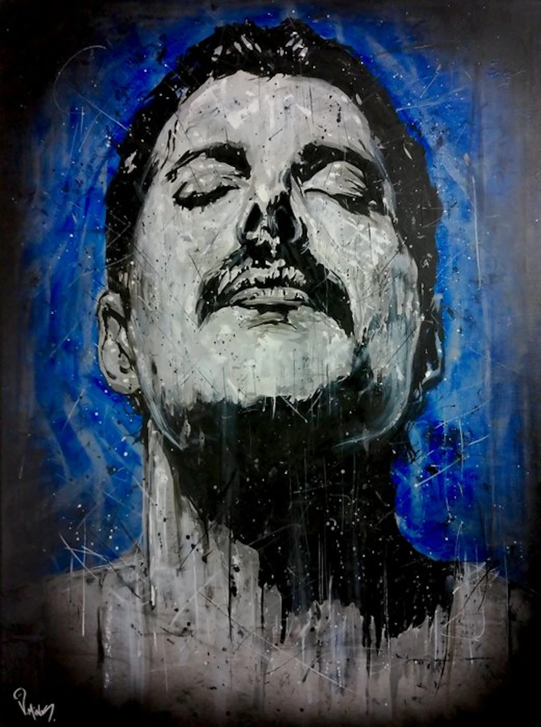 Queen - Freddie Mercury - Handpainted and signed - by artist Vincent Mink