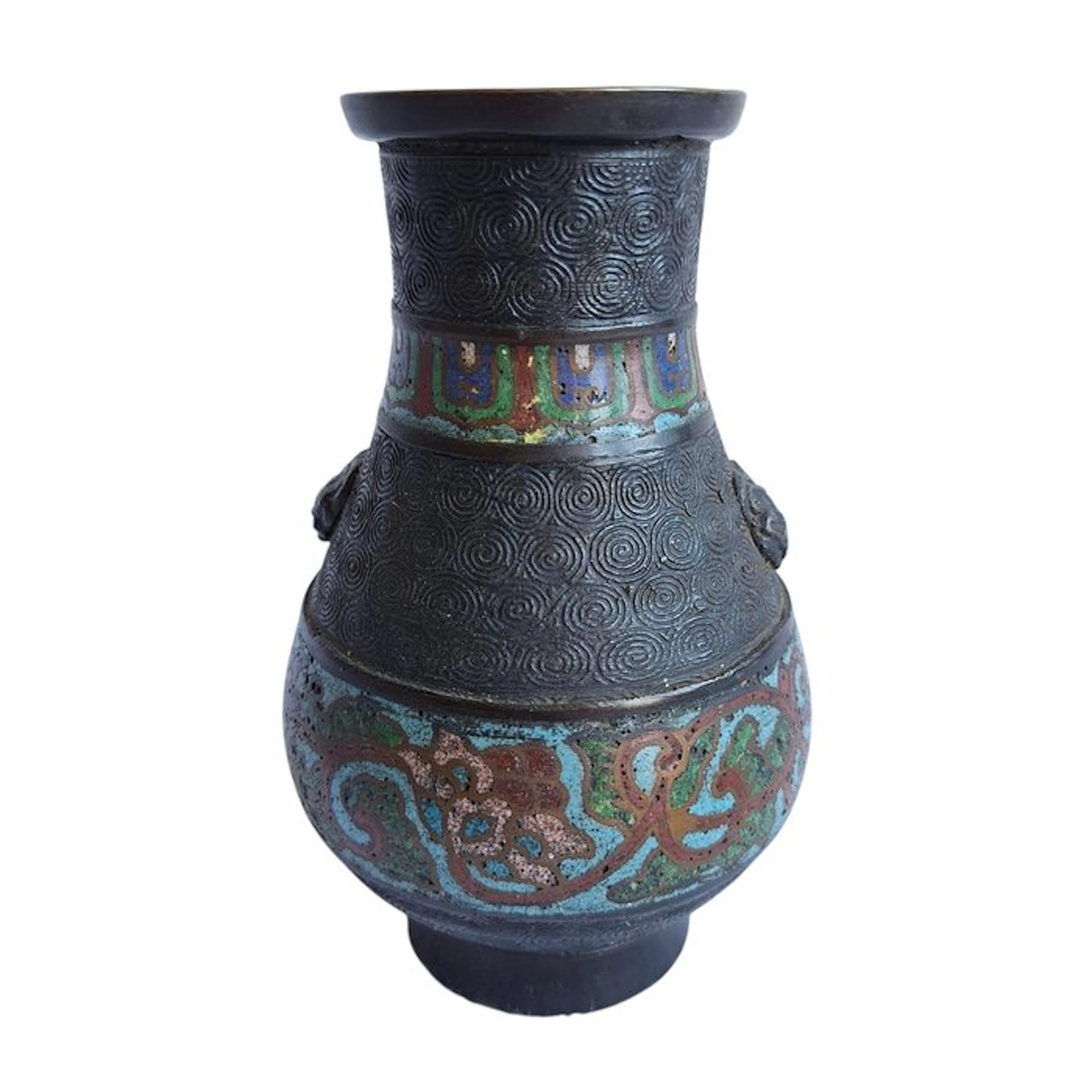 Vase - Cloisonné / Champlevé - Japan - Dragon- and Flower...