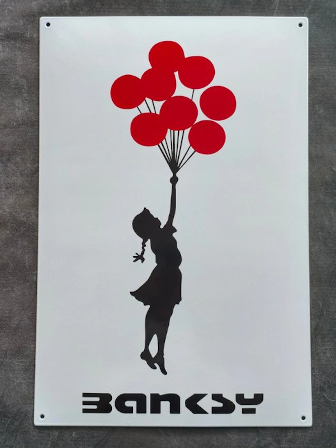 Banksy (1974) - enamel sign Banksy Girl with Baloons Herz...