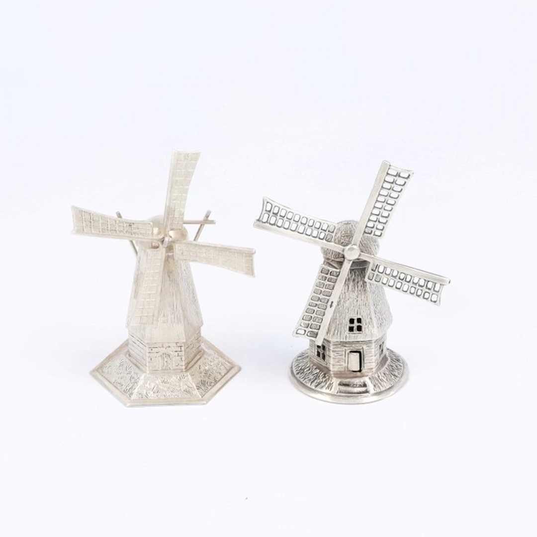 J. Niekerk. Molens. - Figurine (2) - .835 silver