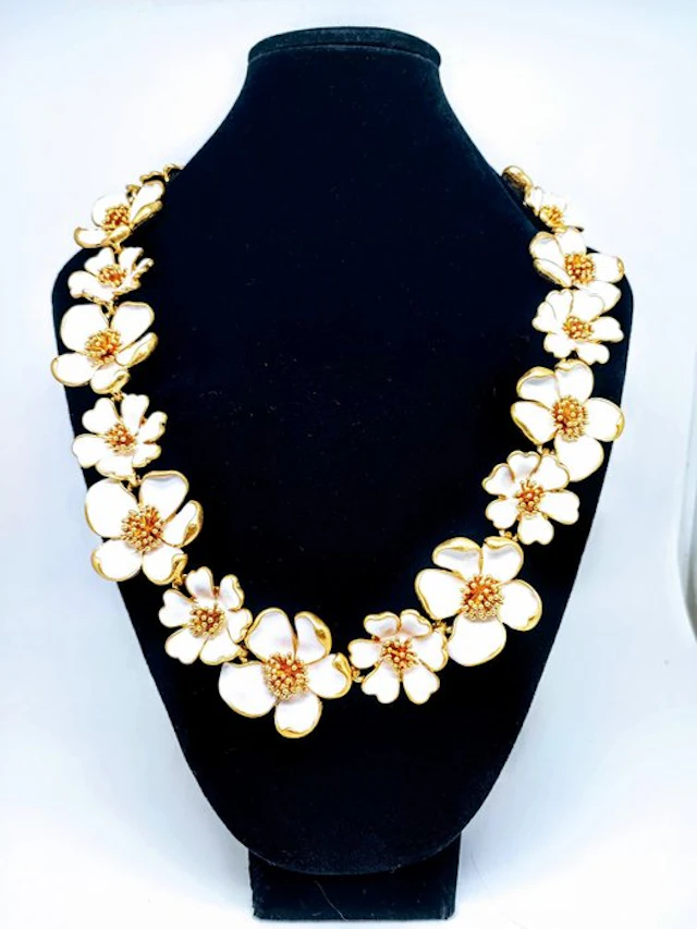 Zonder minimumprijs - Oscar De La Renta - Necklace Gold-plated - Jardin Blanc