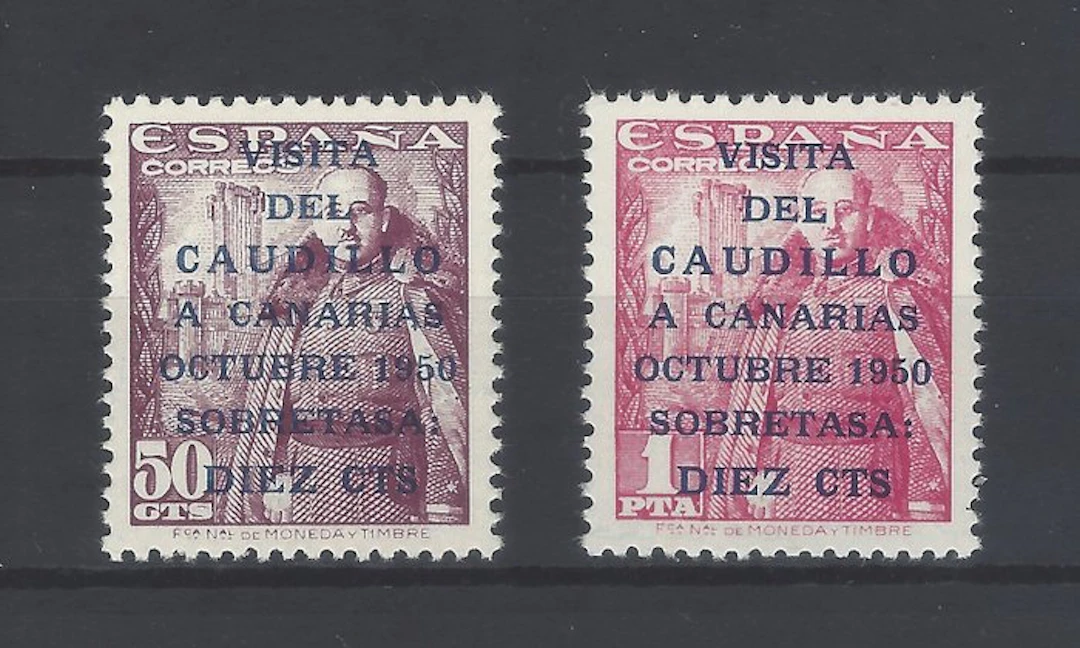 Spain 1950 - Canarias Correo 1st print run - Comex certificate - Edifil 1083A/B