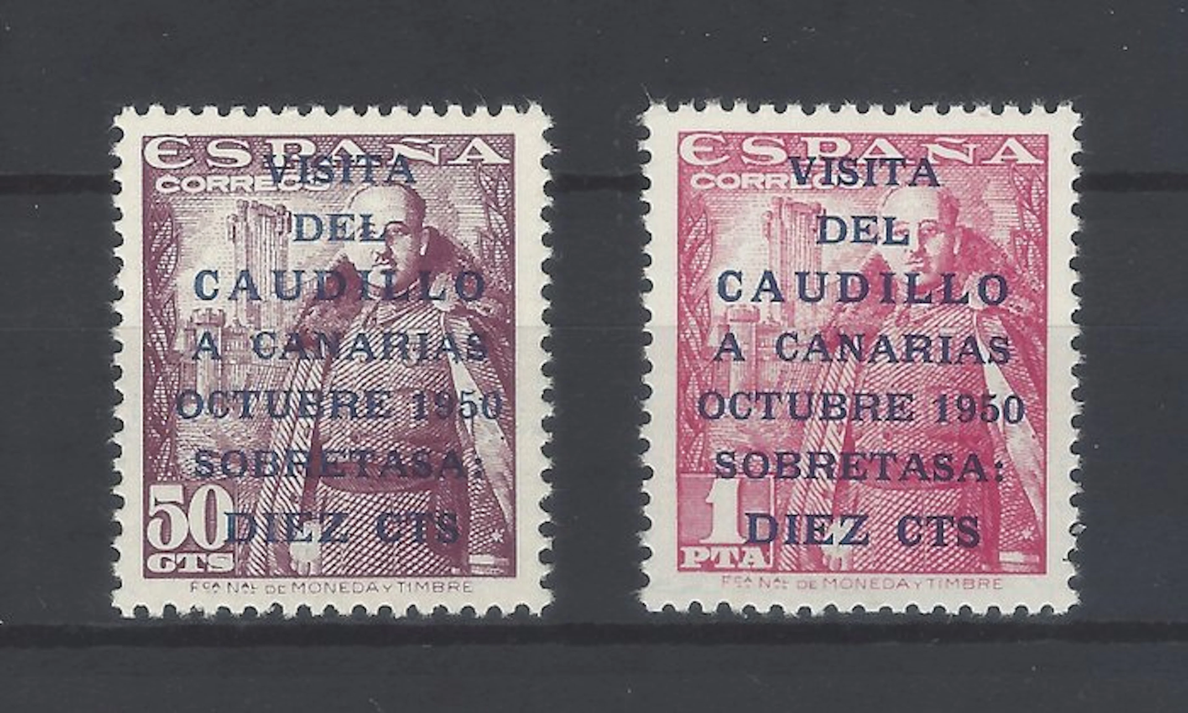 Spain 1950 - Canarias Correo 1st print run - Comex certificate - Edifil 1083A/B