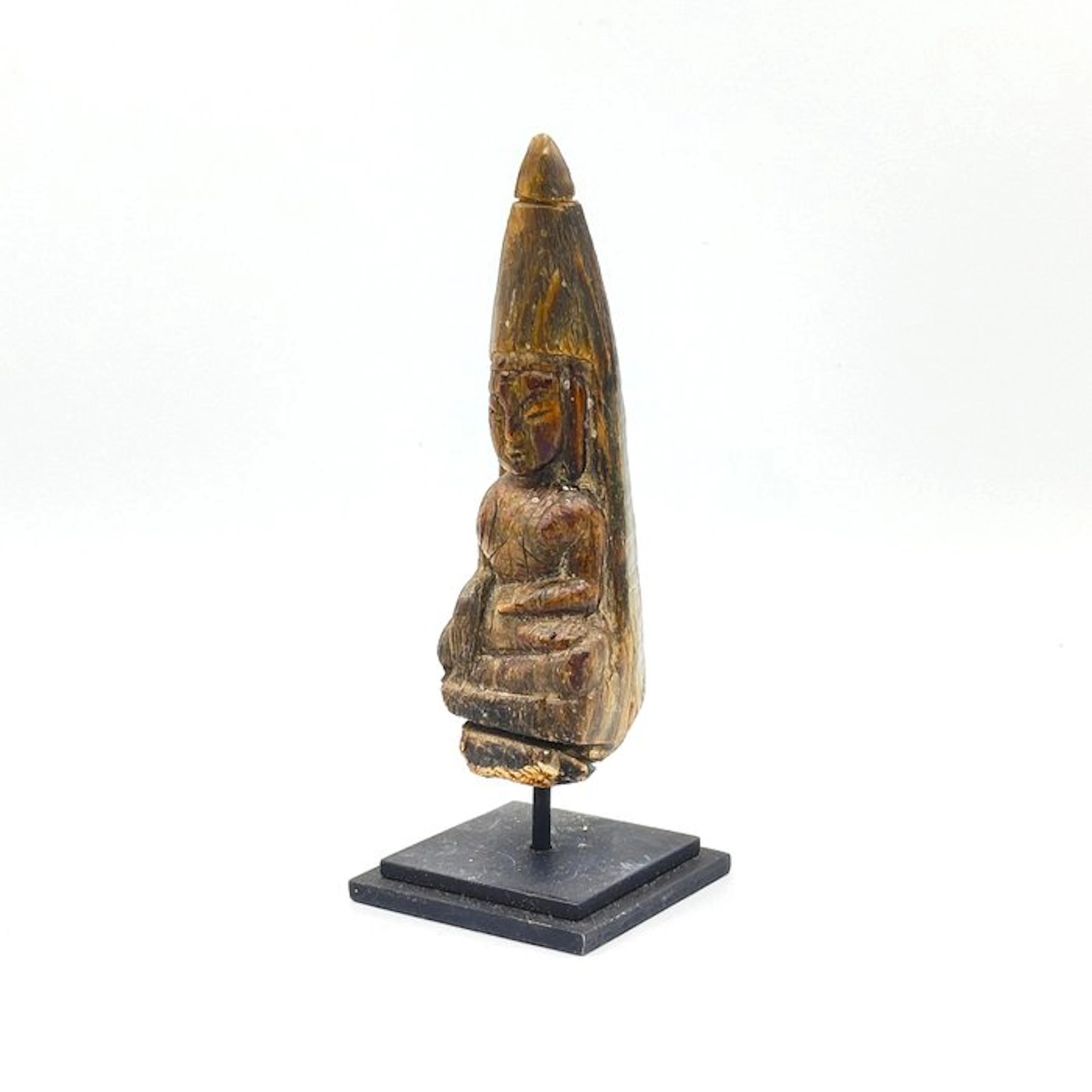 Ancient Siamese/Burmese Wild Buffalo Horn Sitting Buddha...