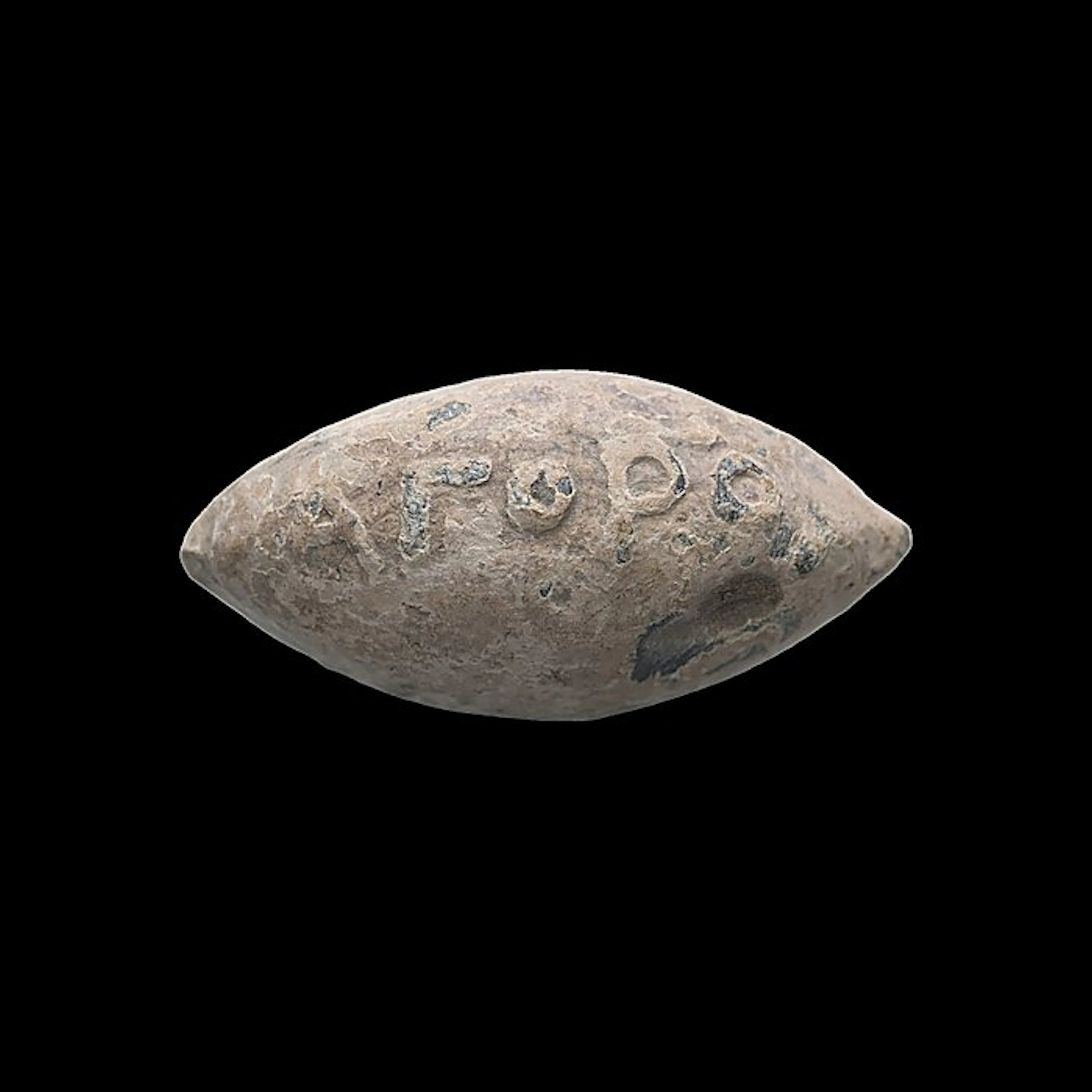 Ancient Greek Lead Sling Bullet "ΑΓΟΡΟΥ" (No reserve price)