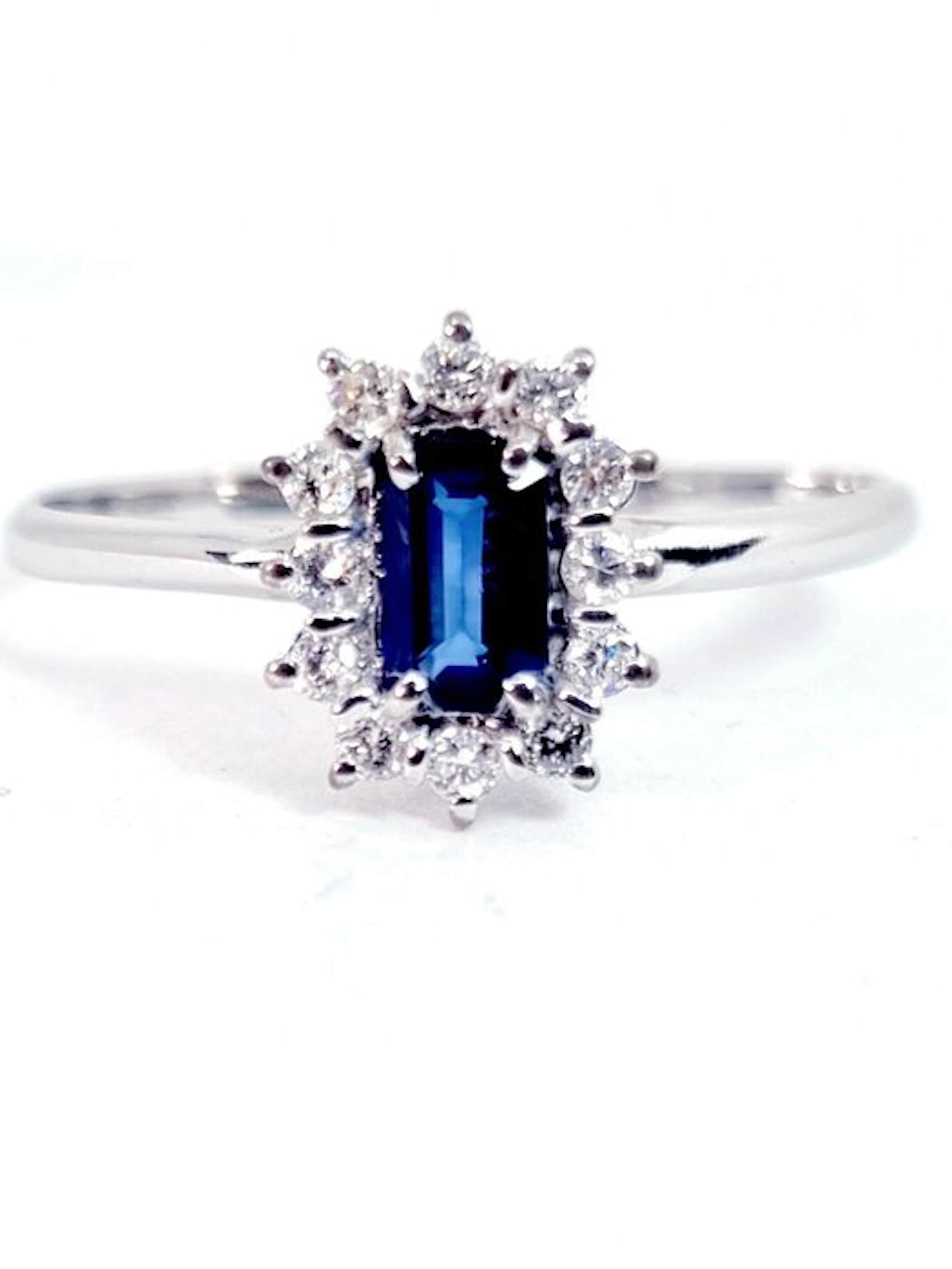 Ring - 18 kt. White gold Sapphire - Diamond