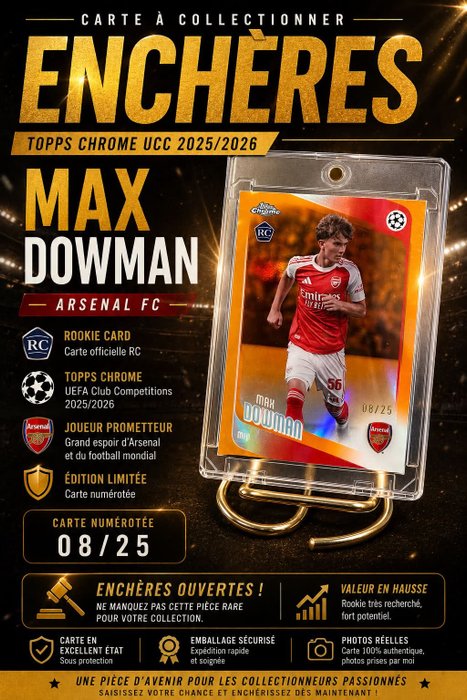 2025/26 Topps Chrome UCC MAX DOWMAN Orange /25 ROOKIE - 1 Card - Near Mint (NM)