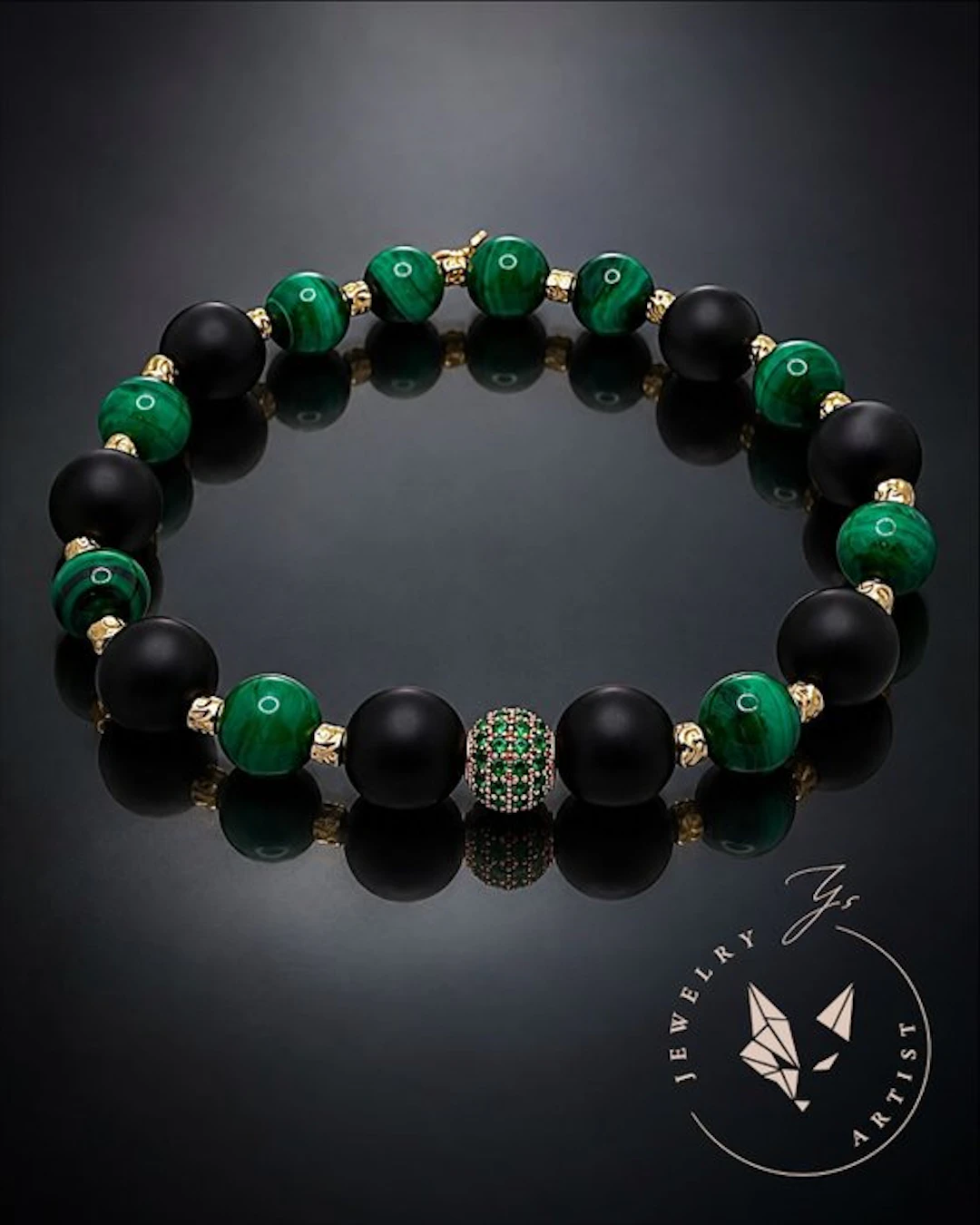 Designer Jewelry - Malachite - Onyx - Silver 925 - Gold...