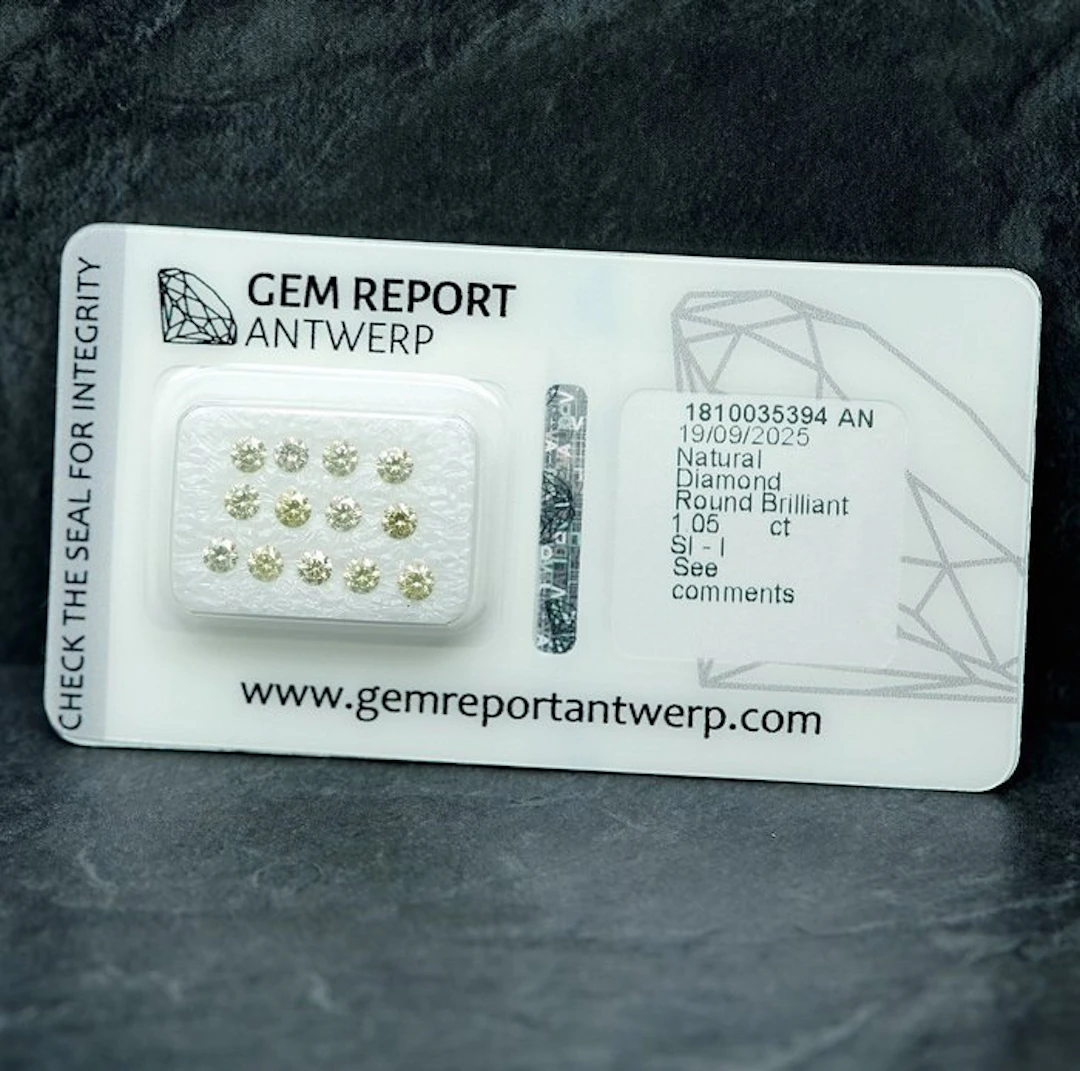 13 pcs Diamond (Natural) - 1.05 ct - Round - SI1, I1 - Gem Report Antwerp (GRA)
