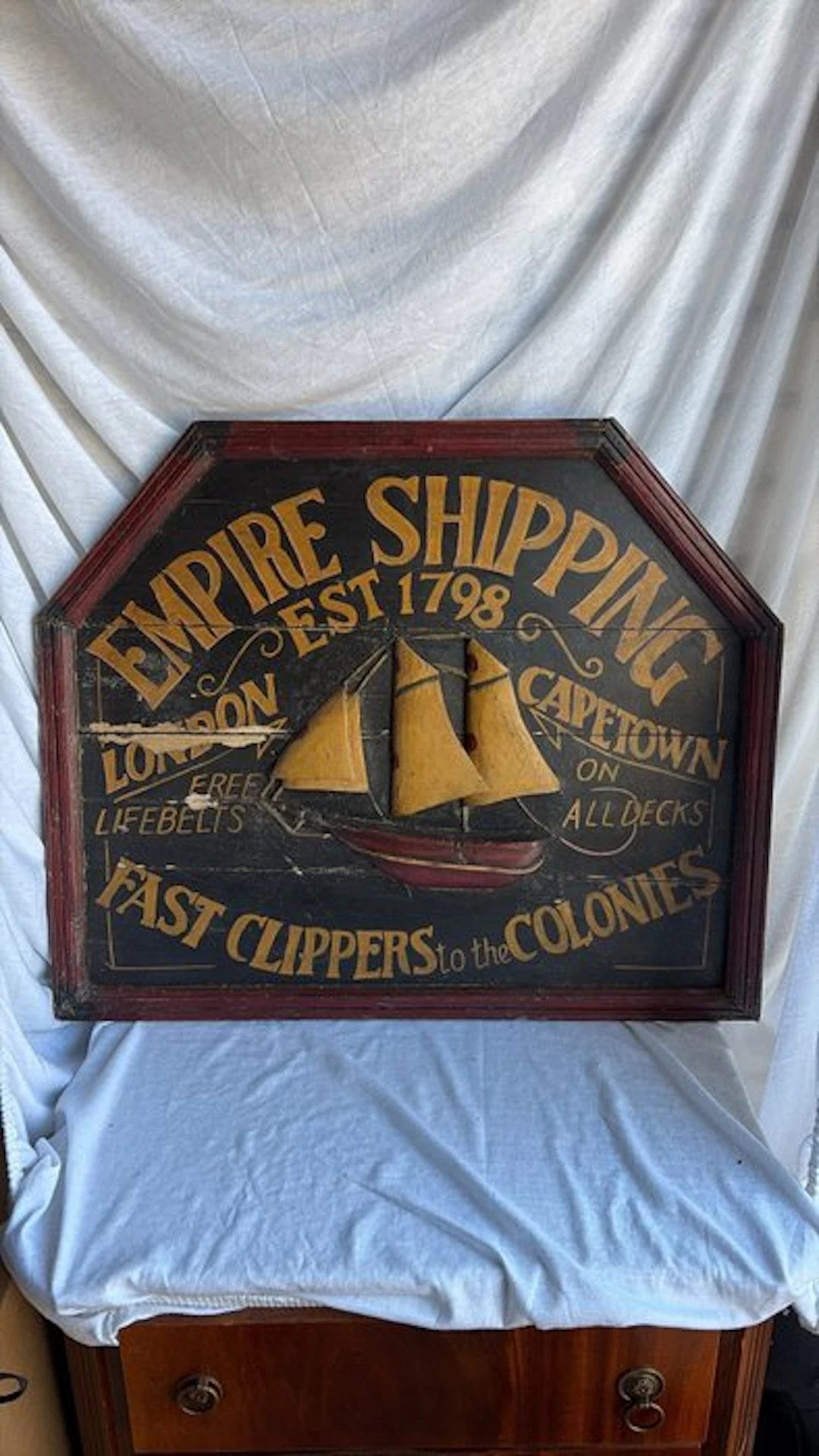 Empire Shipping – maritime wooden advertising board –...