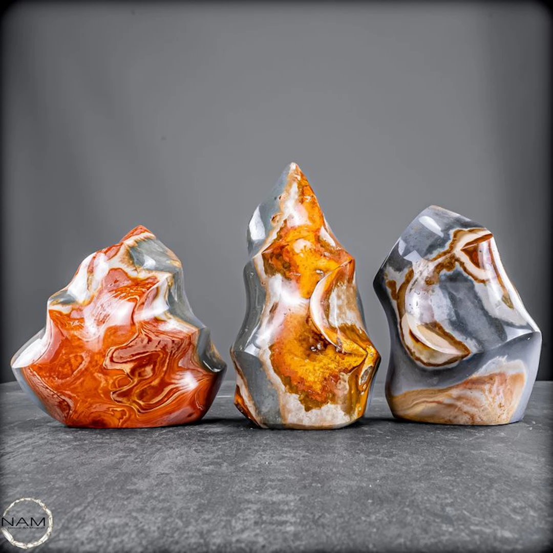 Natural polychrome jasper flames– Nature art in flowing form- 2613.15 g - (3)