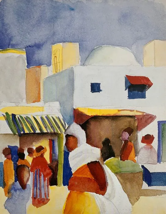 August Macke - Markt in Tunis I - Artprint - 50 x 44 cm...