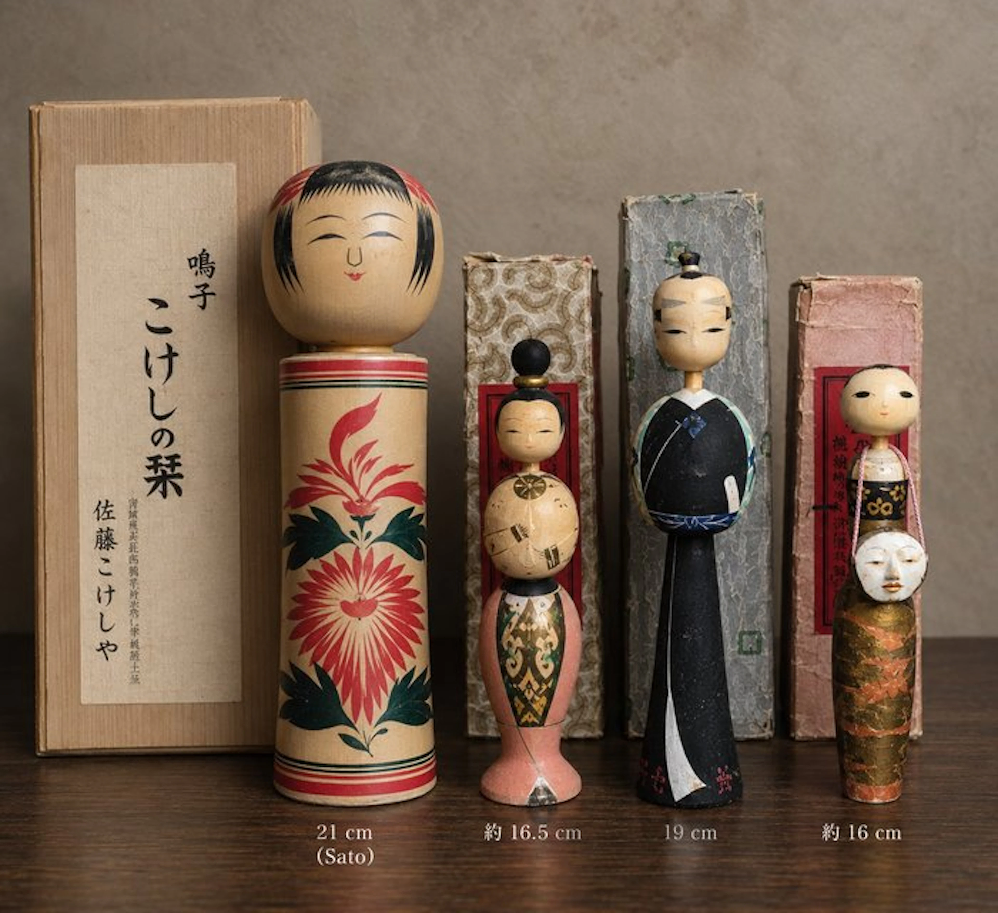 4 Japanese vintage Kokeshi – Toshio Sato Naruko +...