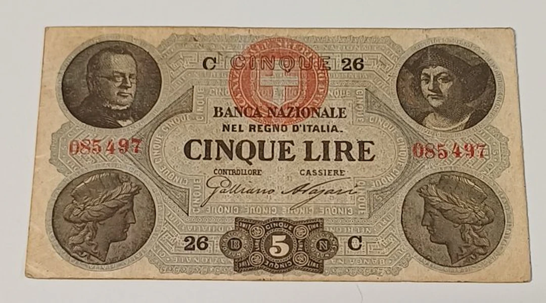 Italy. Lire - 5 Lire 15/01/1873 - Banca Nazionale nel...