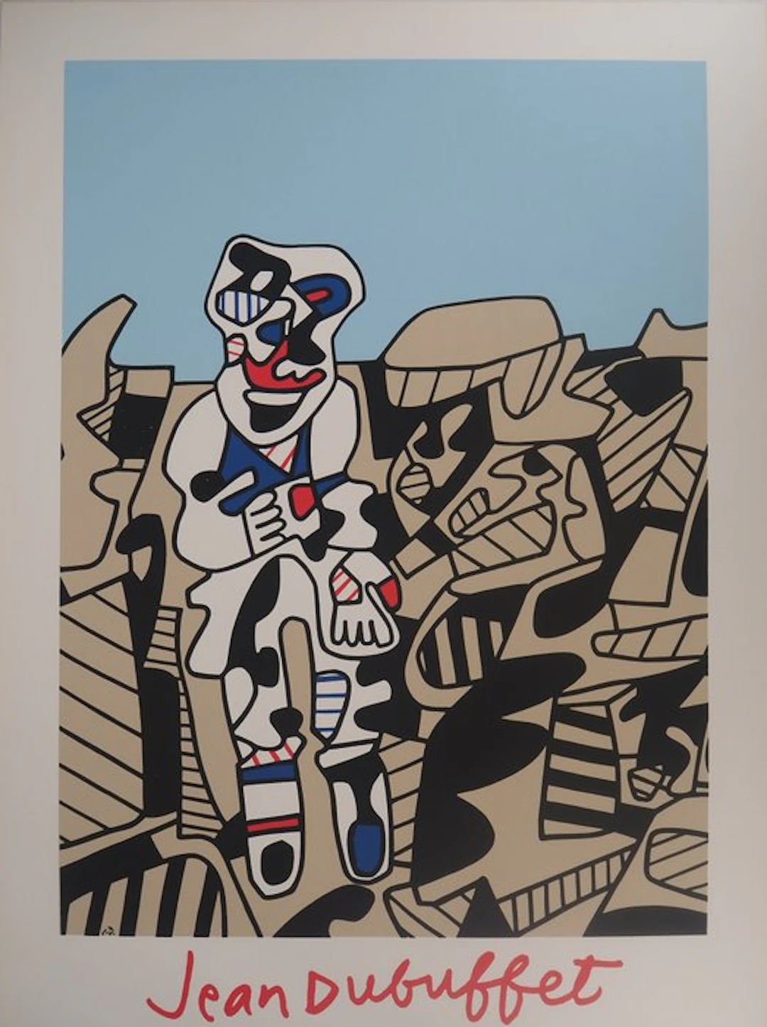 Jean Dubuffet (1901-1985) - Art brut : Homme coloré parmi les rochers