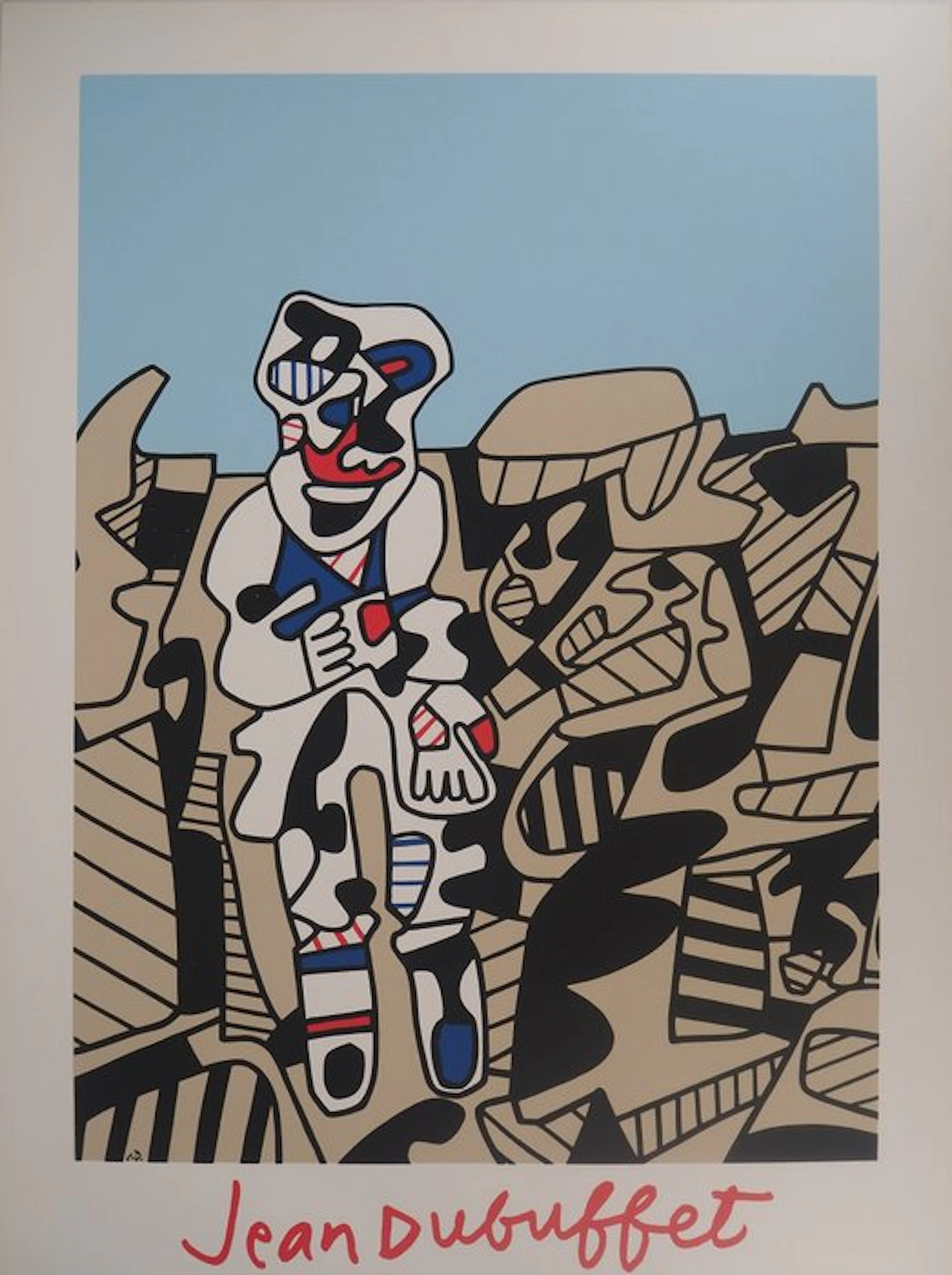 Jean Dubuffet (1901-1985) - Art brut : Homme coloré parmi les rochers