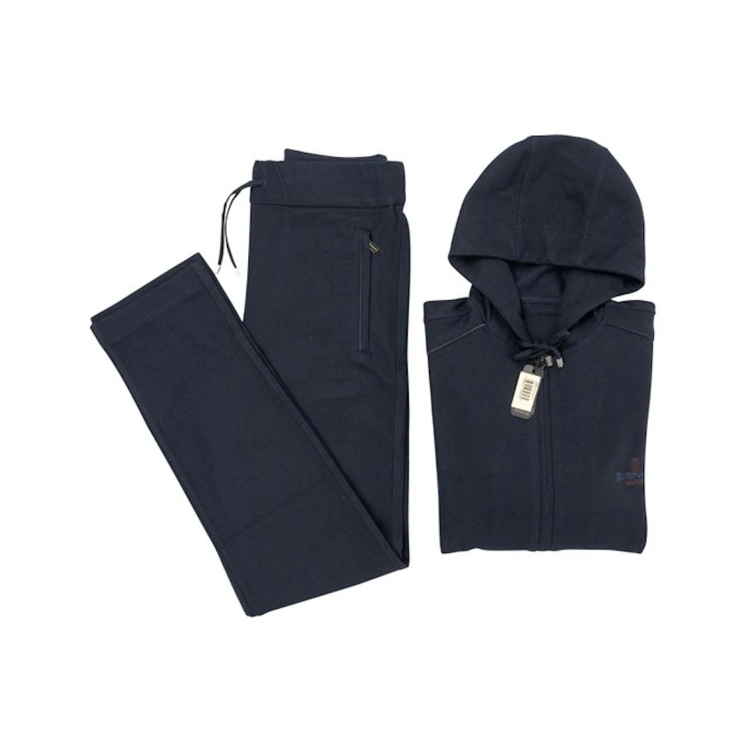 RUBINACCI - 48 IT - Blue Hooded Tracksuit LORO PIANA Wool...