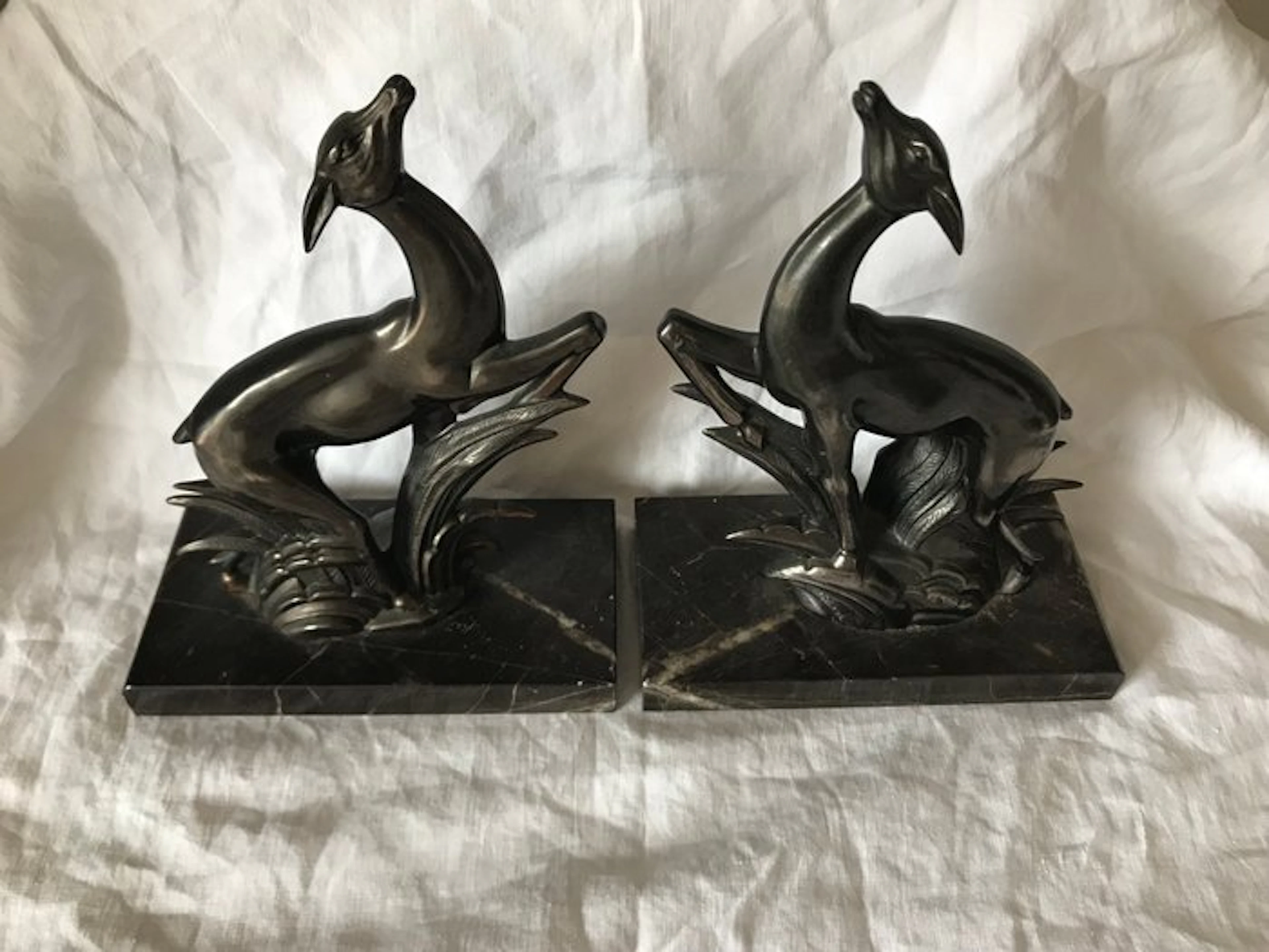 Bookends (2) - Spelter - Biche signed Gallot Ed.