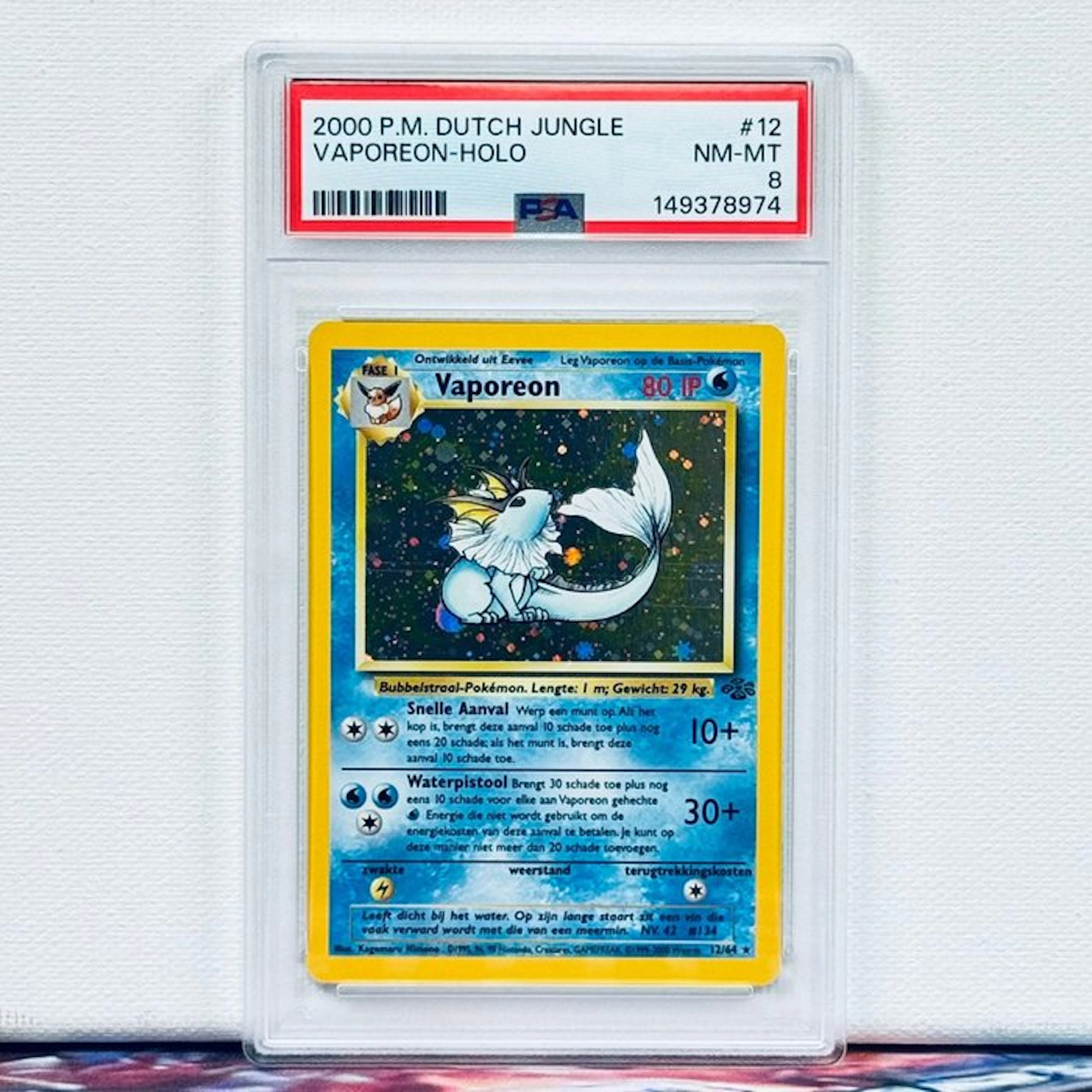 Pokémon Graded card - VAPOREON-HOLO #12 2000 P.M. DUTCH JUNGLE - Pokémon