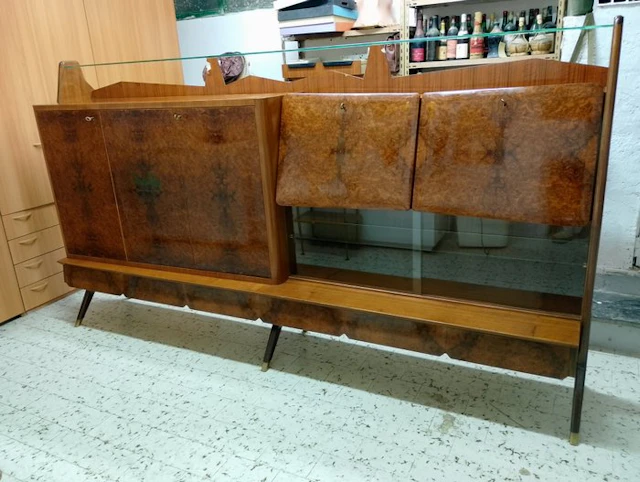 Credenza - Maple, Walnut, Teak - Italian bar cabinet, 1950s