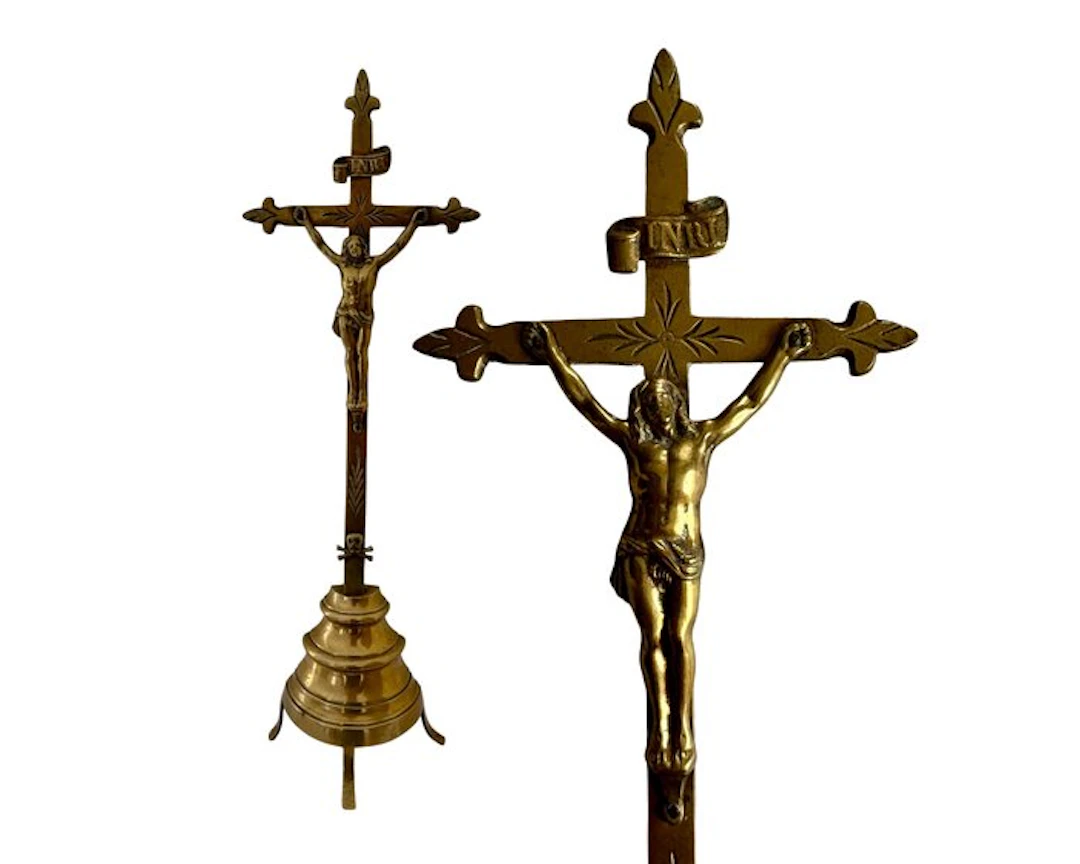Crucifix - Cast brass - 1850-1900 - 38.4 cm