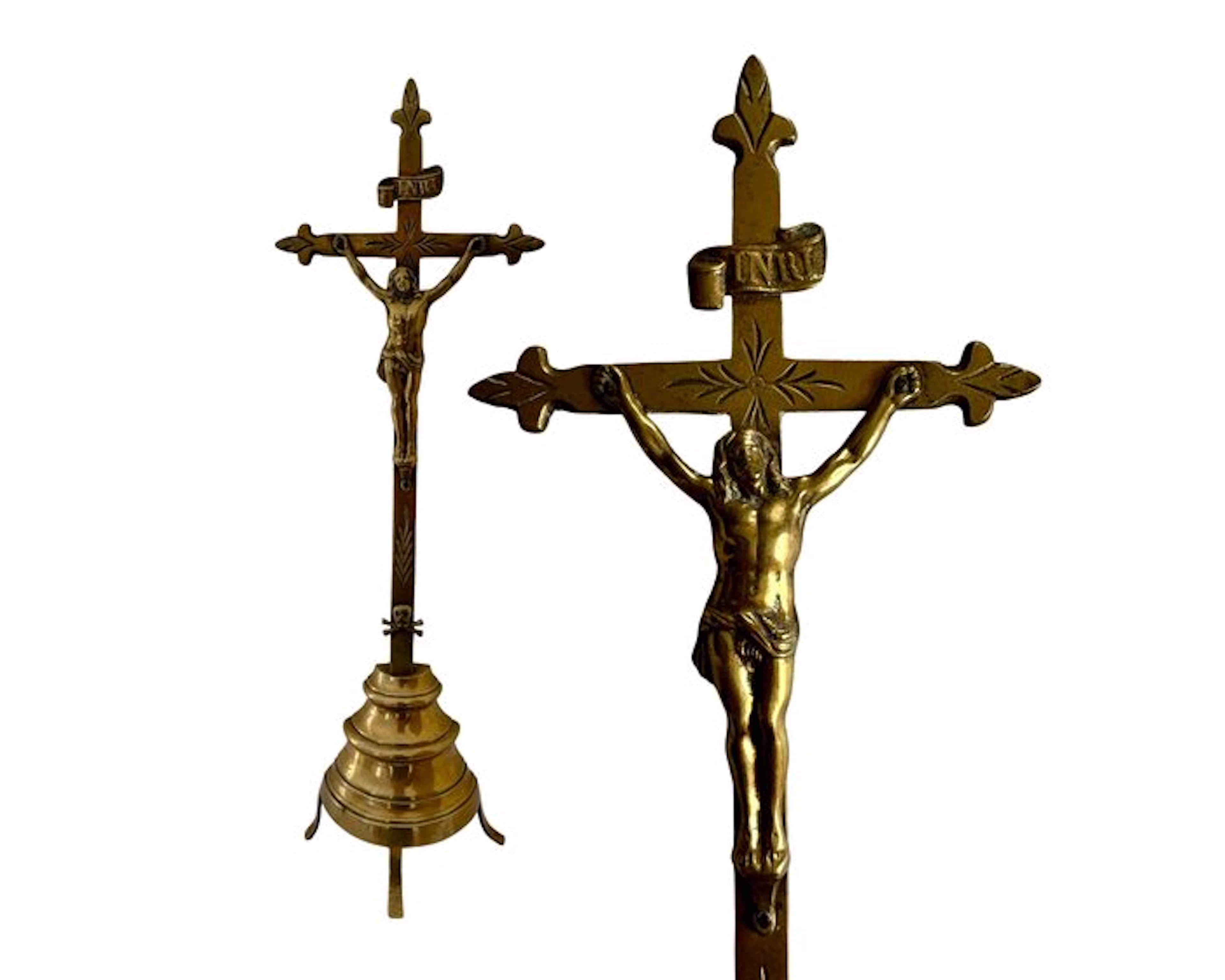 Crucifix - Cast brass - 1850-1900 - 38.4 cm