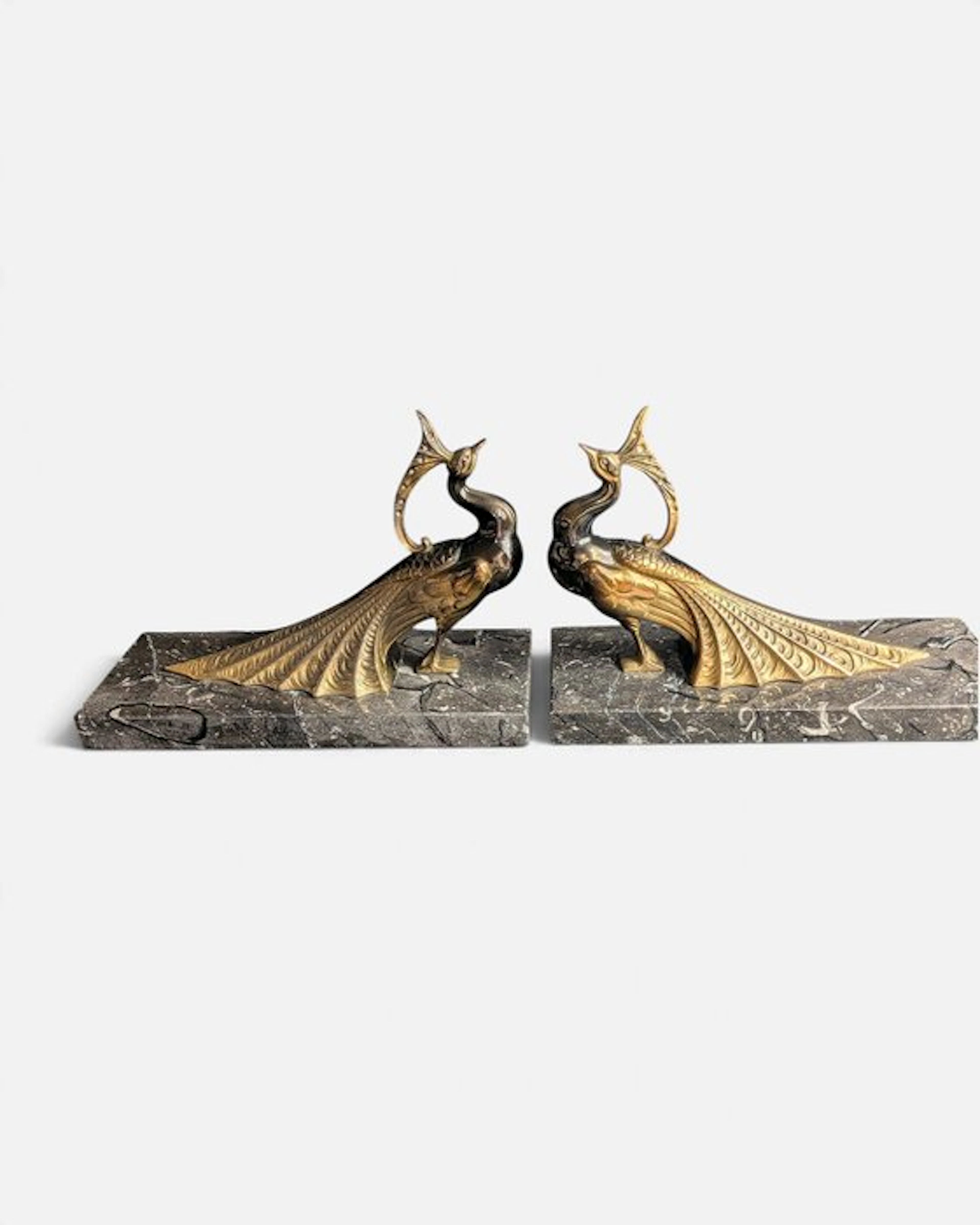 ted - Bookends - phoenix - Marble, Spelter