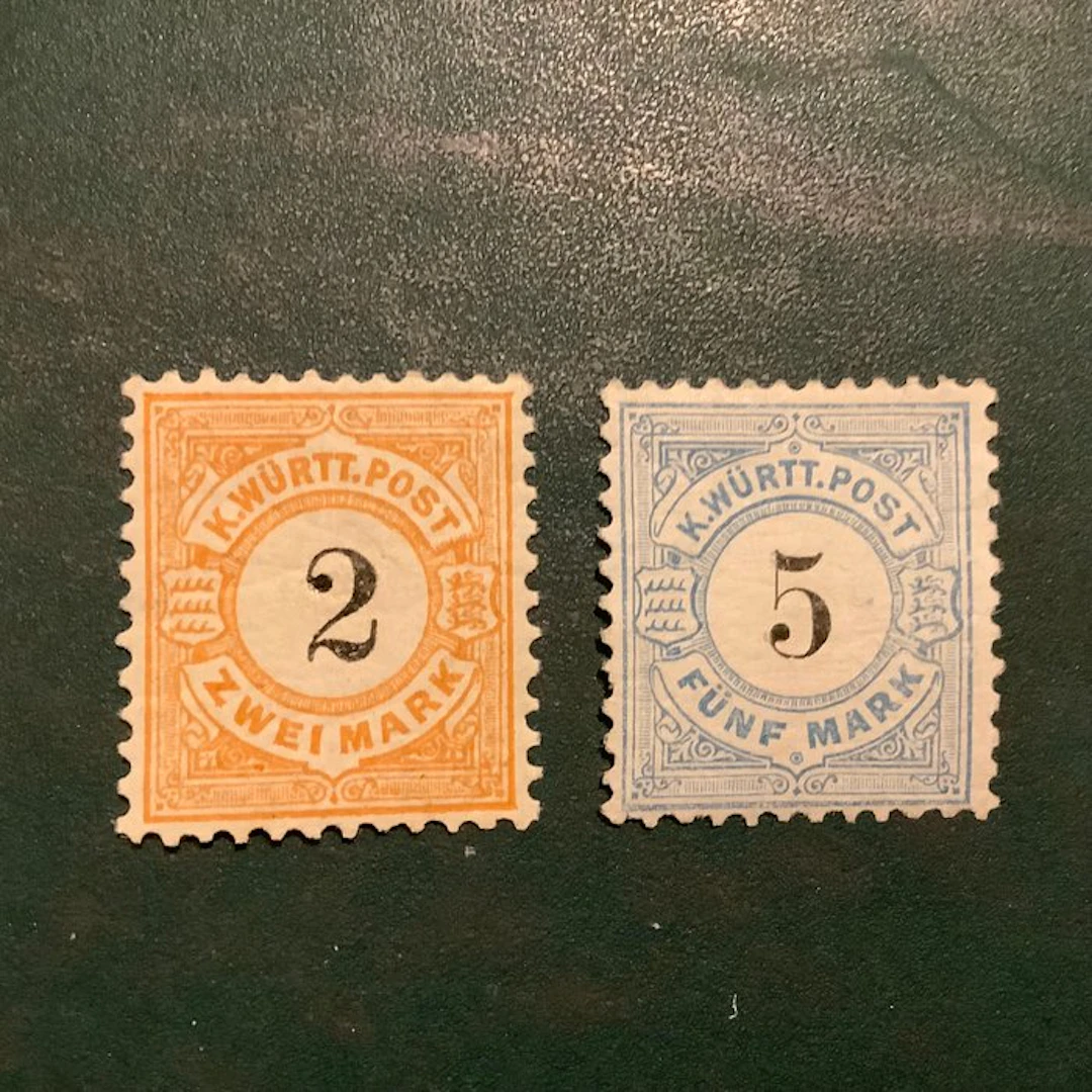 Württemberg 1881 - 2 and 5 Mark - MNH/MH - Michel 53/54