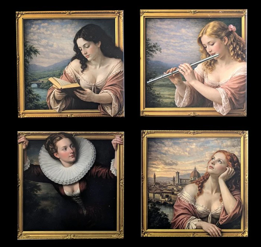 Galerie Teejo - L’Éveil des Muses - Lot de 4 carreaux céramique mat