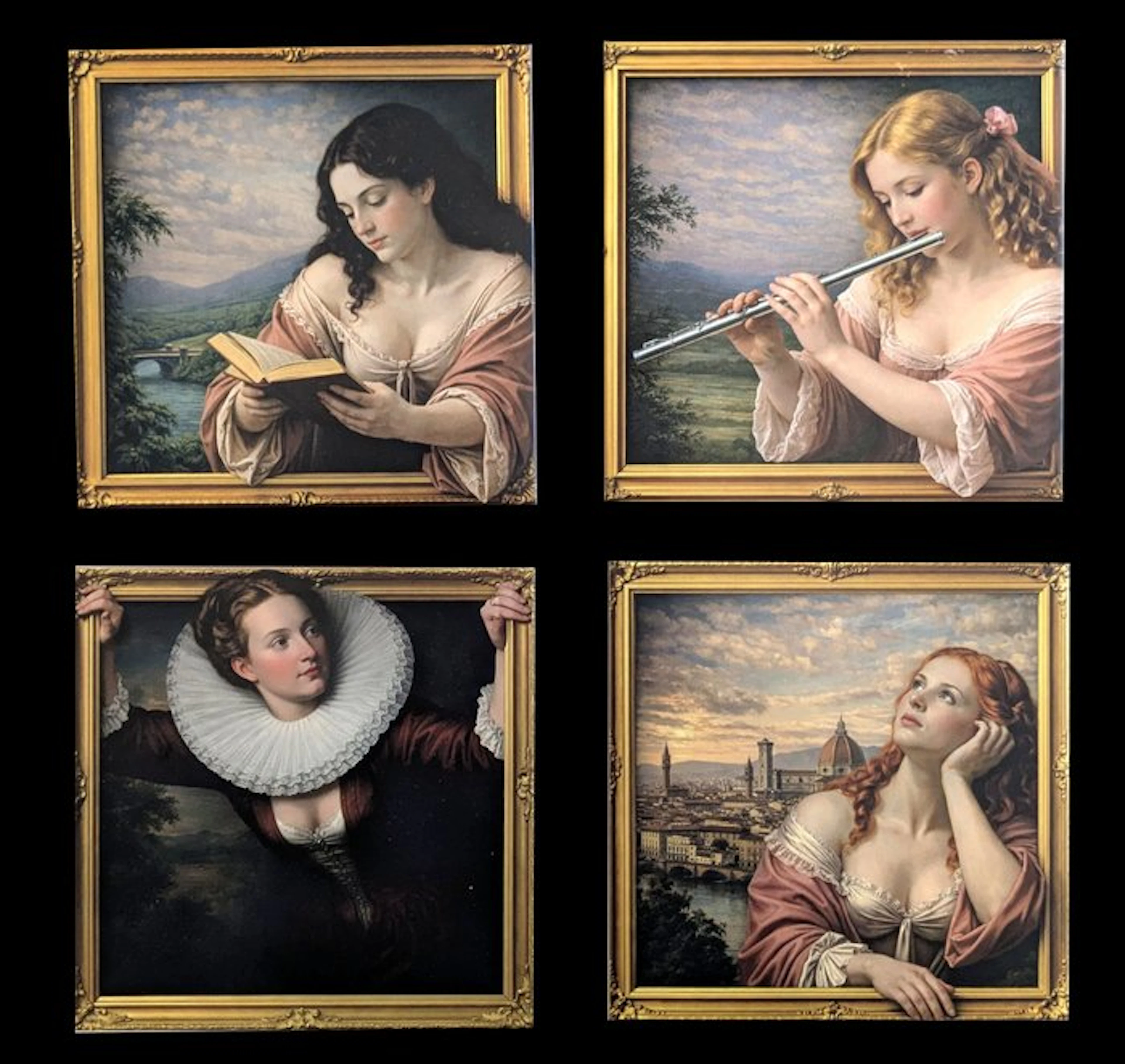 Galerie Teejo - L’Éveil des Muses - Lot de 4 carreaux céramique mat