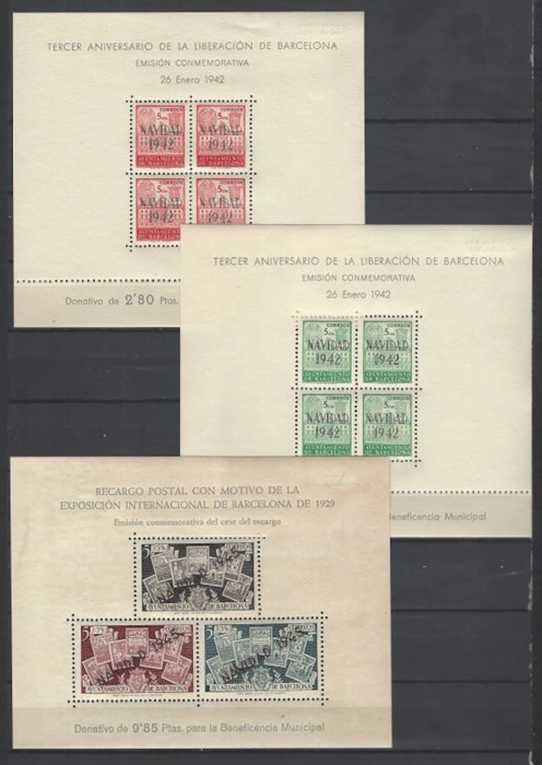 Spain 1945 - Barcelona City Hall, little sheets block - Edifil NE 32 + 40/41