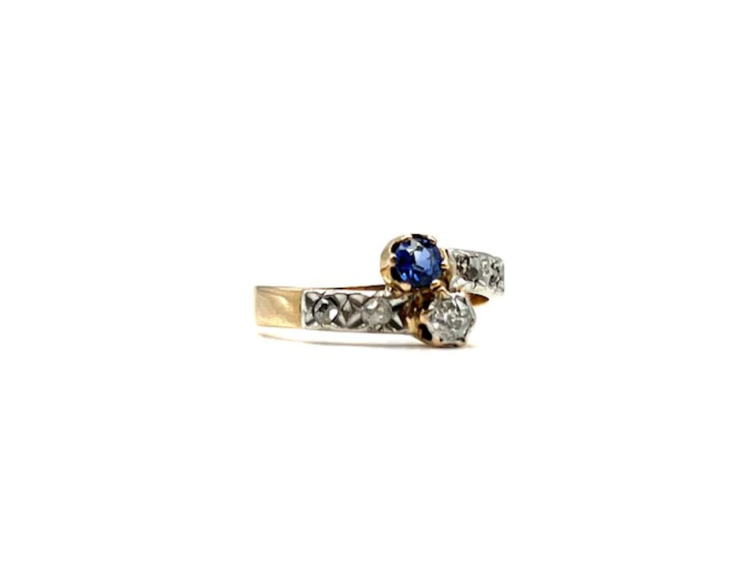 No reserve price - Ring - 18 kt. Rose gold - 0.20ct. tw. Sapphire - Diamond