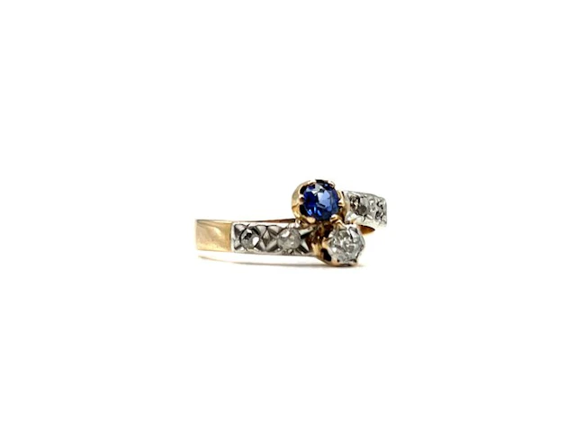 No reserve price - Ring - 18 kt. Rose gold - 0.20ct. tw. Sapphire - Diamond