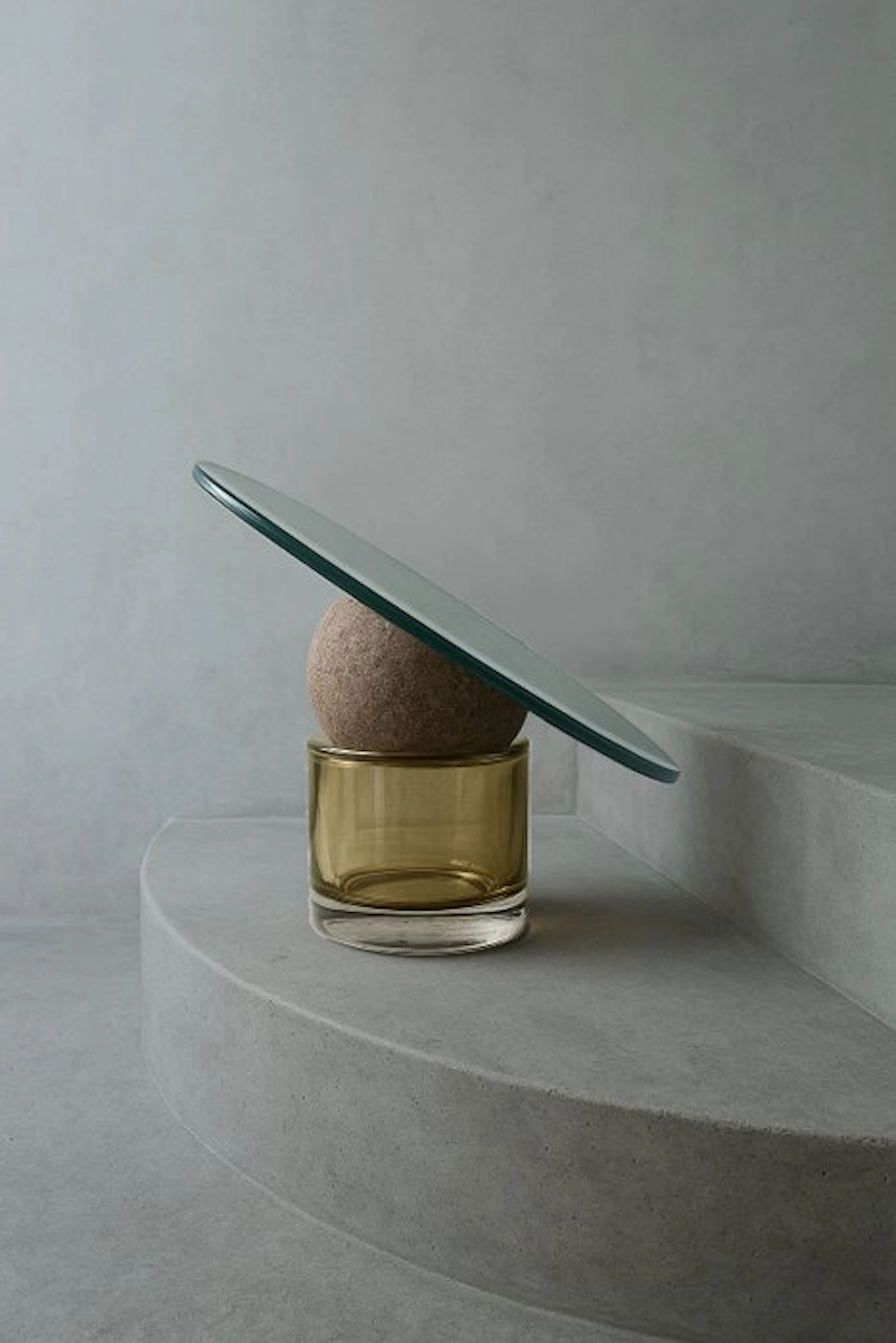 Clémence Birot - Table mirror- Astra 24 - Yellow - Hand-blown glass, shiny